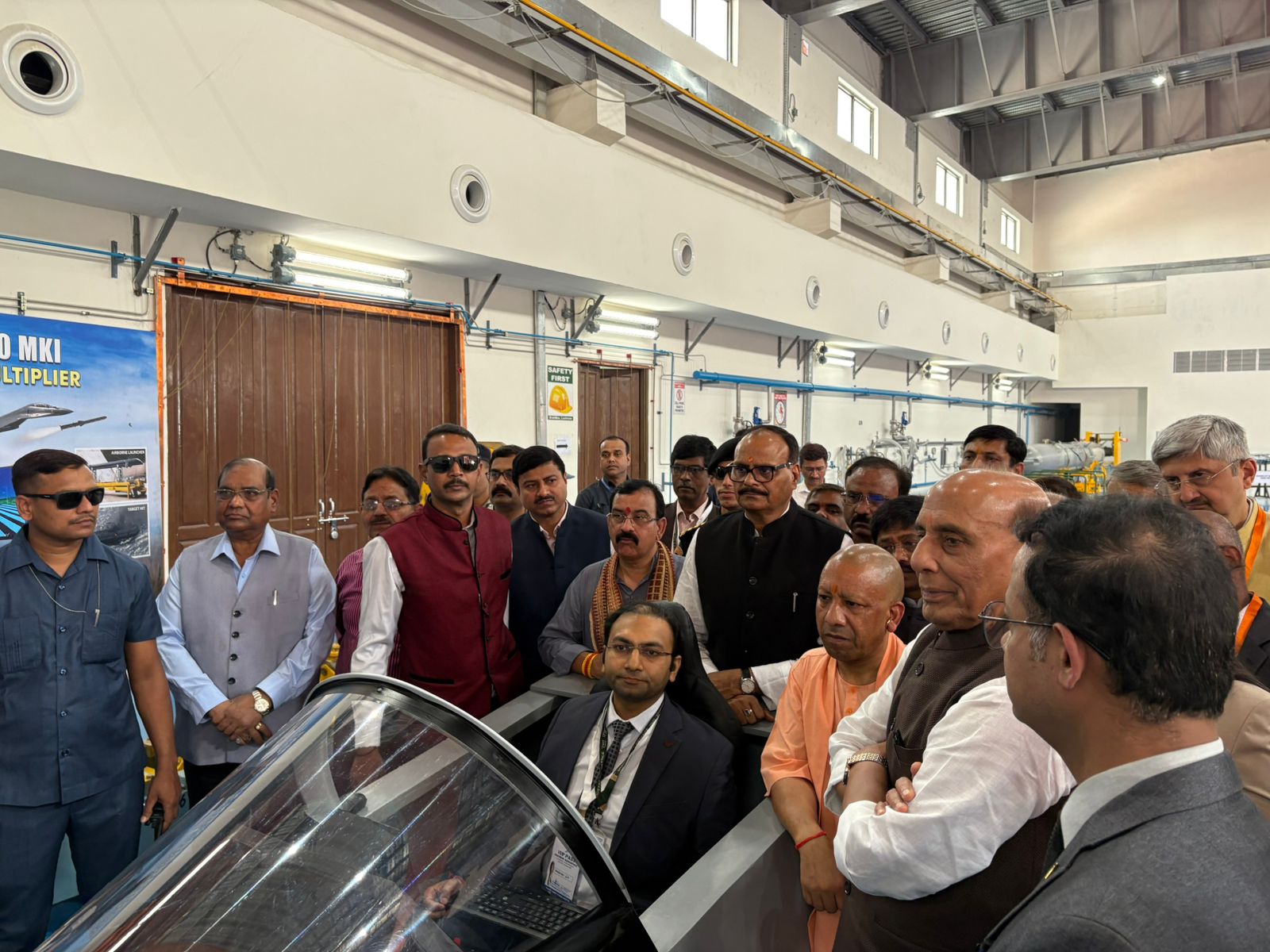 Defence Minister Rajnath Singh and UP CM Yogi Adityanath witnesses BrahMos virtual strike (Photo/ANI) Defence Minister Rajnath Singh and UP CM Yogi Adityanath witnesses BrahMos virtual strike (Photo/ANI)