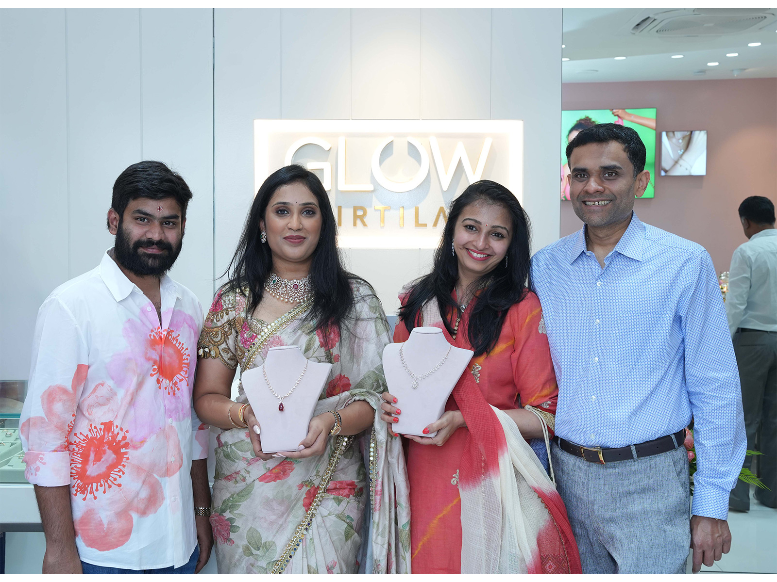 Suraj Shantakumar, Director - Kirtilals and Ms. Saileela - Franchisee Partner at Glow by Kirtilals, MG Road, Vijayawada showroom Suraj Shantakumar, Director - Kirtilals and Ms. Saileela - Franchisee Partner at Glow by Kirtilals, MG Road, Vijayawada showroom