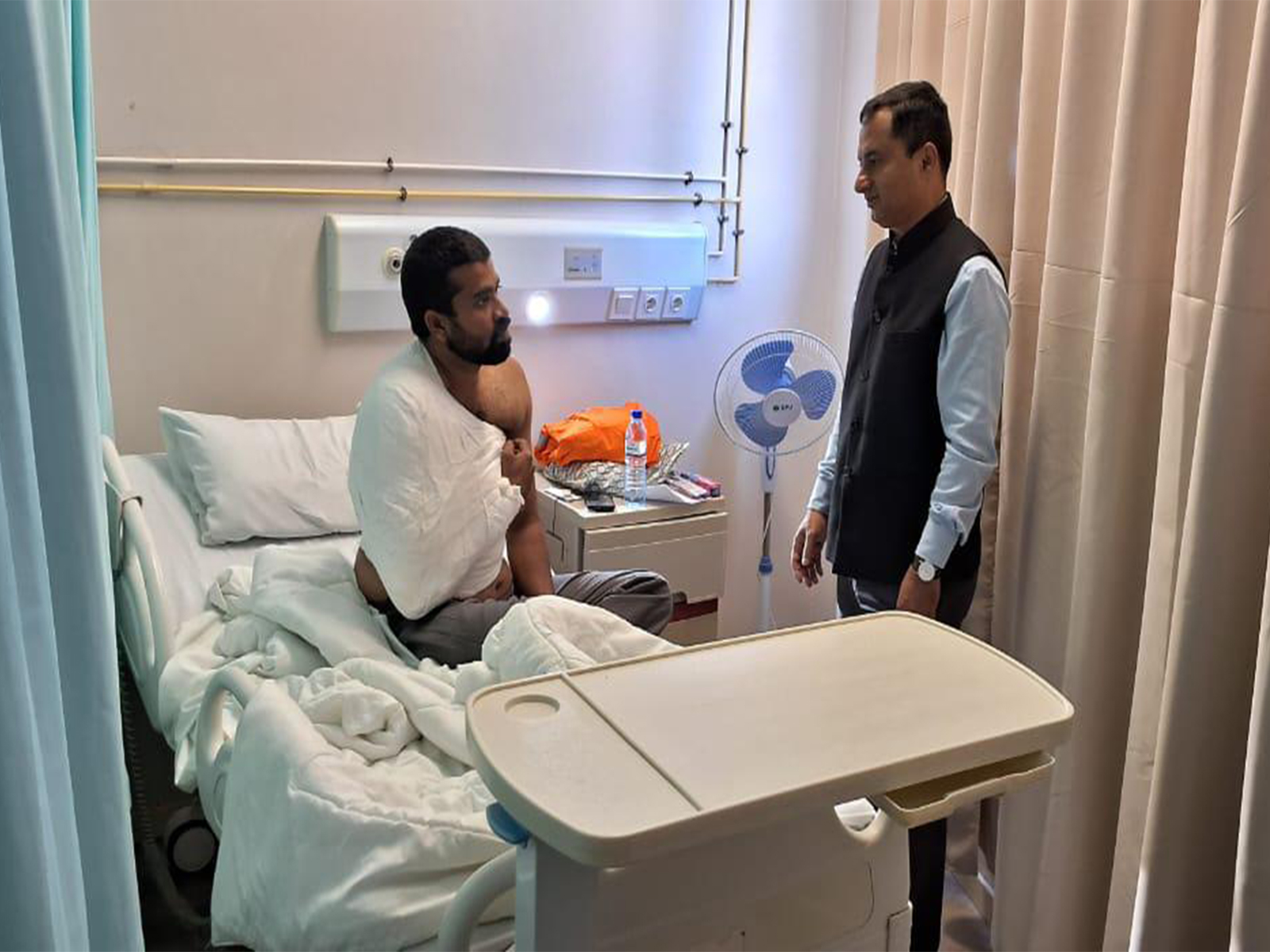 Consular Officer from Indian Mission in Mozambique visited the Indian national who survived the tragic boat mishap (Photo:X/@IndiainMoz) Consular Officer from Indian Mission in Mozambique visited the Indian national who survived the tragic boat mishap (Photo:X/@IndiainMoz)