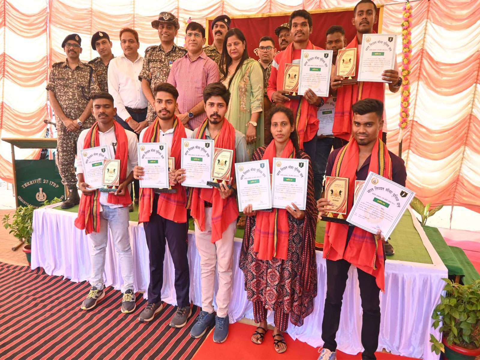 Tribal youths from LWE-affected MMAC district in Chhattisgarh celebrate after clearing SSC and Police exams (Photo/ITBP) Tribal youths from LWE-affected MMAC district in Chhattisgarh celebrate after clearing SSC and Police exams (Photo/ITBP)