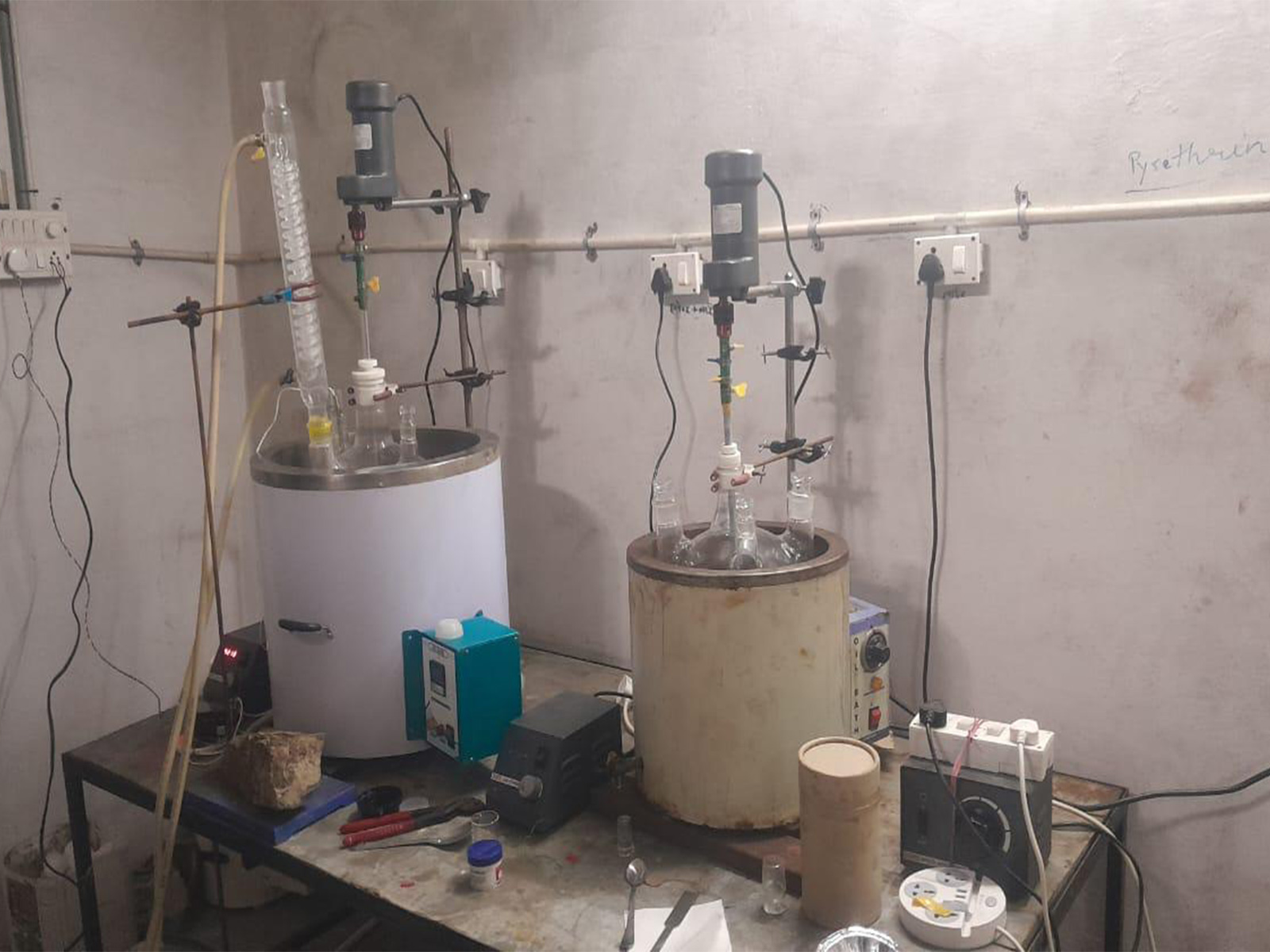 Visuals from the illegal Alprazolam manufacturing lab in MP, Ratlam (Photo/ANI) Visuals from the illegal Alprazolam manufacturing lab in MP, Ratlam (Photo/ANI)
