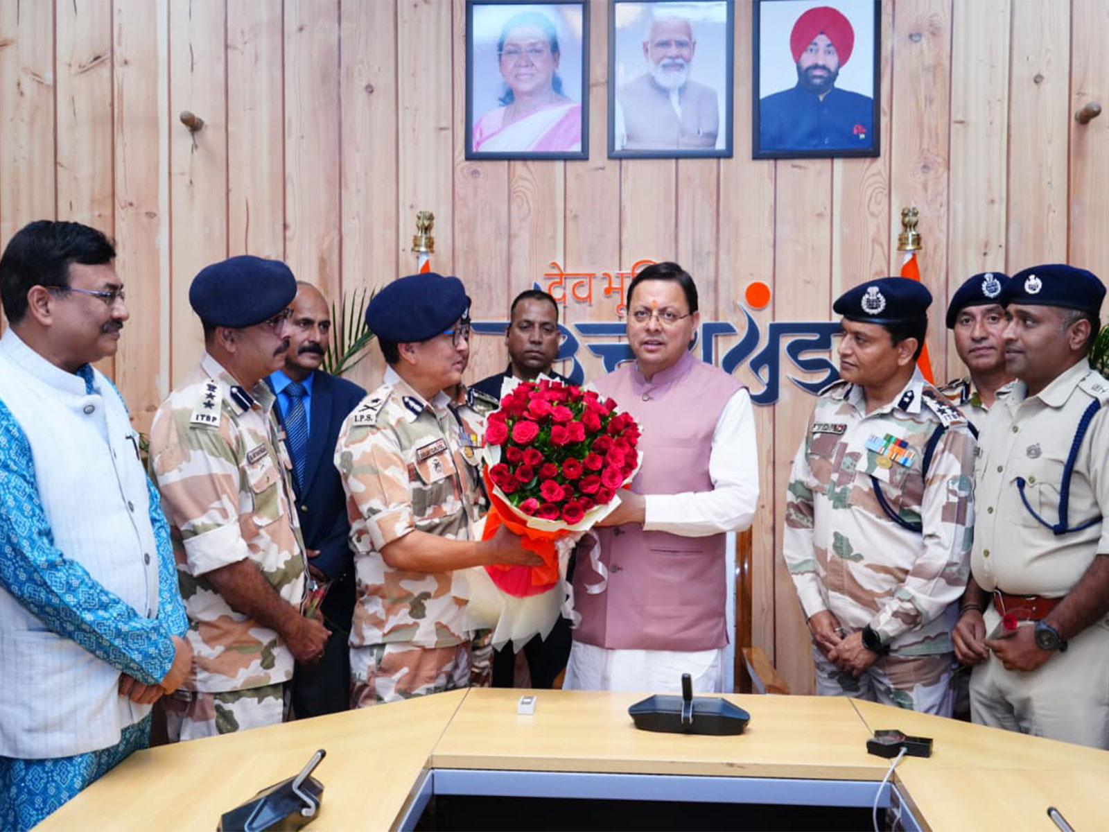 Chief Minister Pushkar Singh Dhami receives officers from IAS, Police and Forest Services at CM's residence. (Photo/X) Chief Minister Pushkar Singh Dhami receives officers from IAS, Police and Forest Services at CM's residence. (Photo/X)