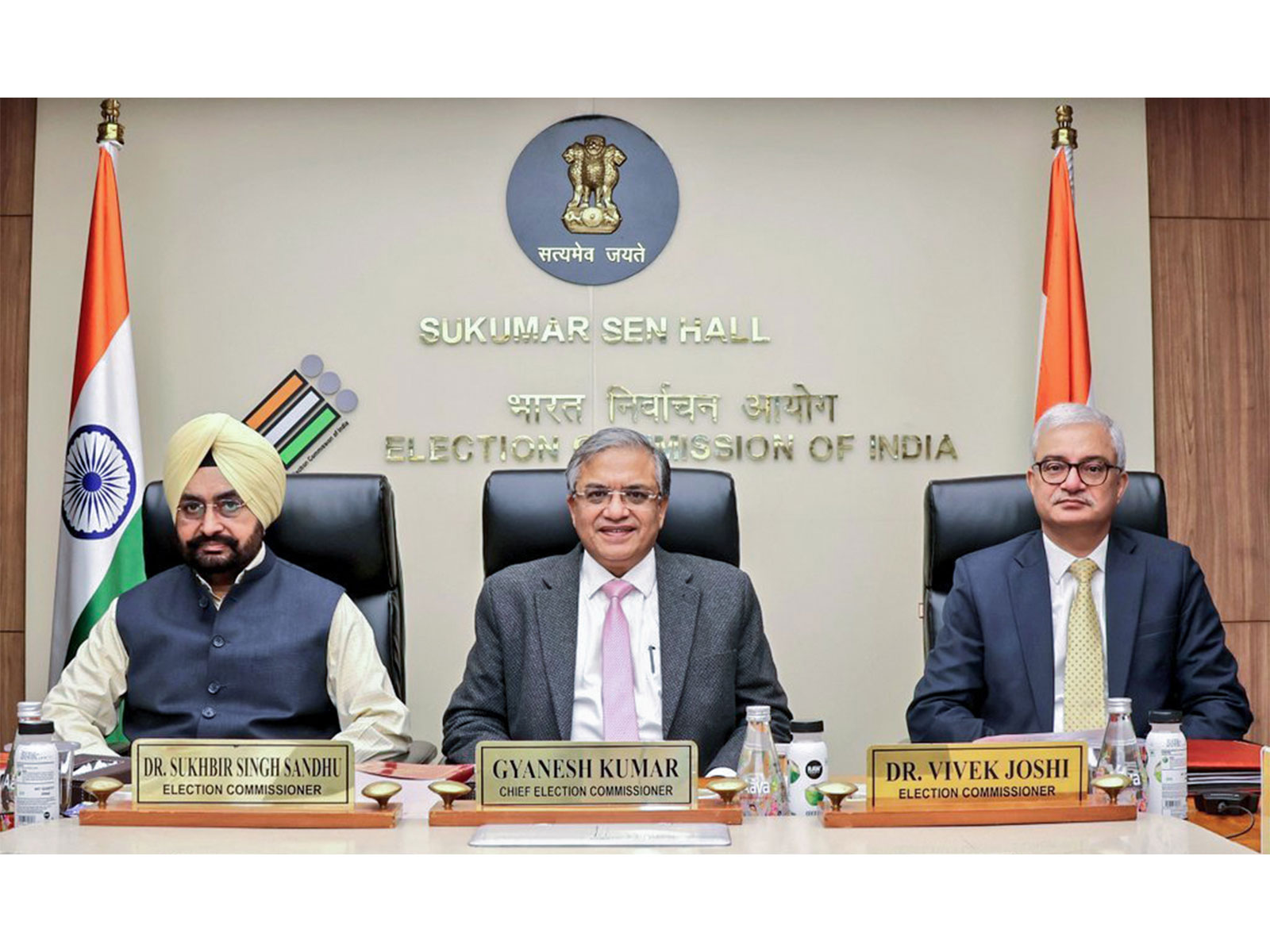 Chief Election Commissioner Gyanesh Kumar, Election commissioners Sukhbir Singh Sandhu and Vivek Joshi (File Photo/ANI) Chief Election Commissioner Gyanesh Kumar, Election commissioners Sukhbir Singh Sandhu and Vivek Joshi (File Photo/ANI)