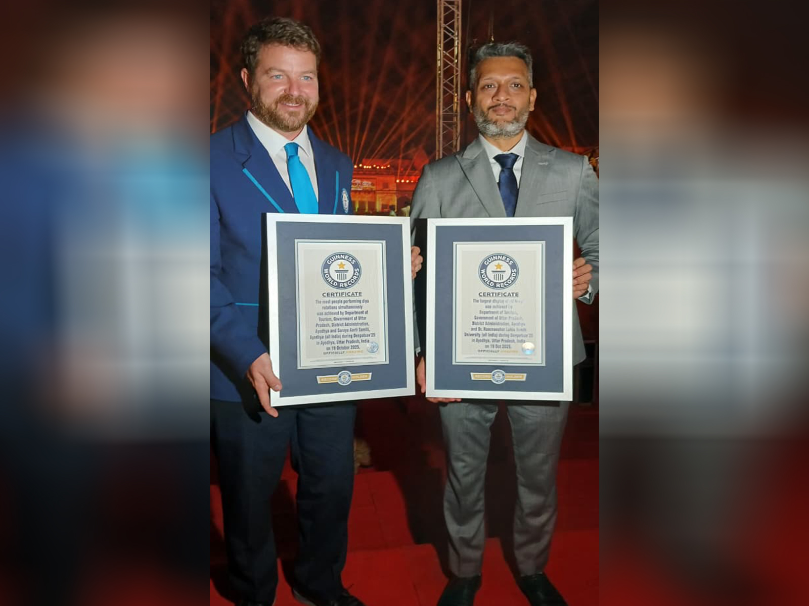 Ayodhya acquires two Guinness world records certificates in 2025 (Photo/ANI) Ayodhya acquires two Guinness world records certificates in 2025 (Photo/ANI)