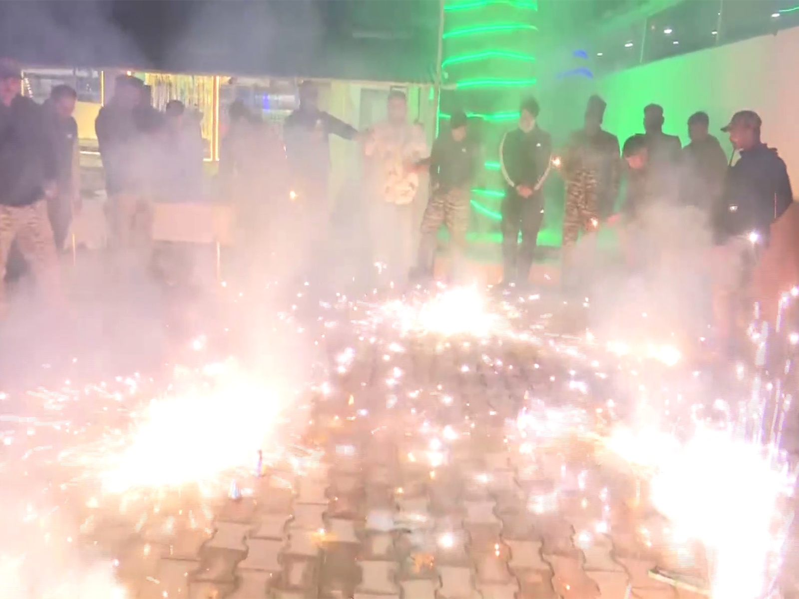 CRPF jawans celebrates Diwali in Anantnag (Photo/ANI) CRPF jawans celebrates Diwali in Anantnag (Photo/ANI)