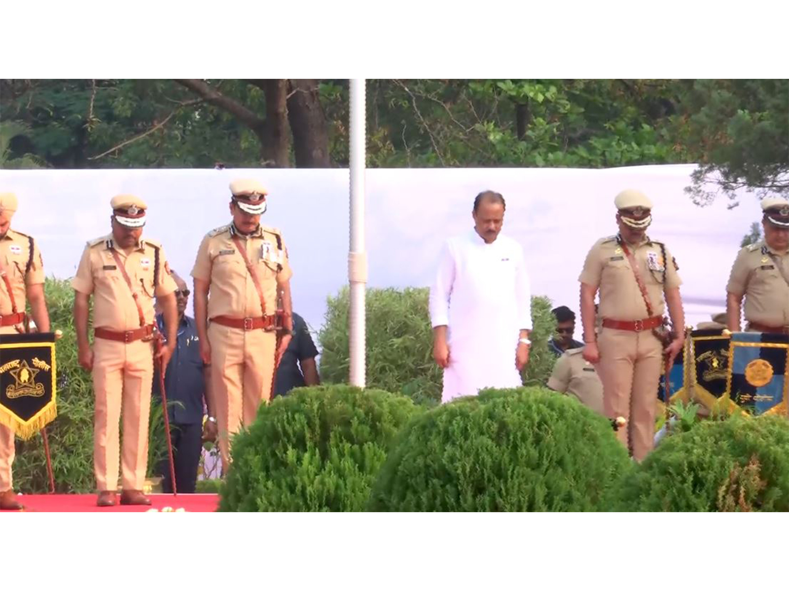 Maharashtra Deputy Chief Minister Ajit Pawar pays tribute on Police Commemoration Day (Photo/ANI) Maharashtra Deputy Chief Minister Ajit Pawar pays tribute on Police Commemoration Day (Photo/ANI)