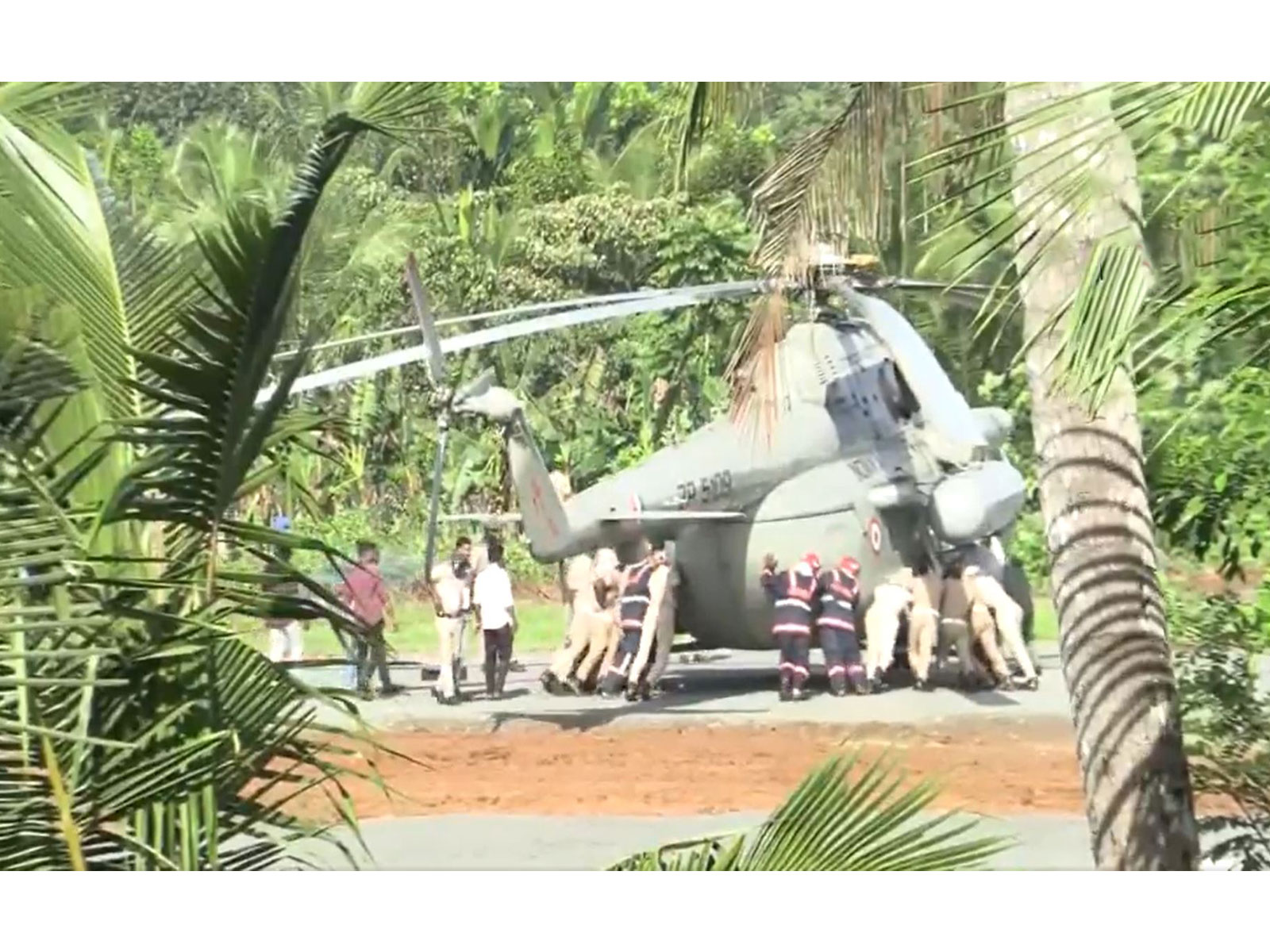 President Murmu’s helicopter stuck briefly on sunken tarmac at Pramadam Stadium (Photo/ANI)