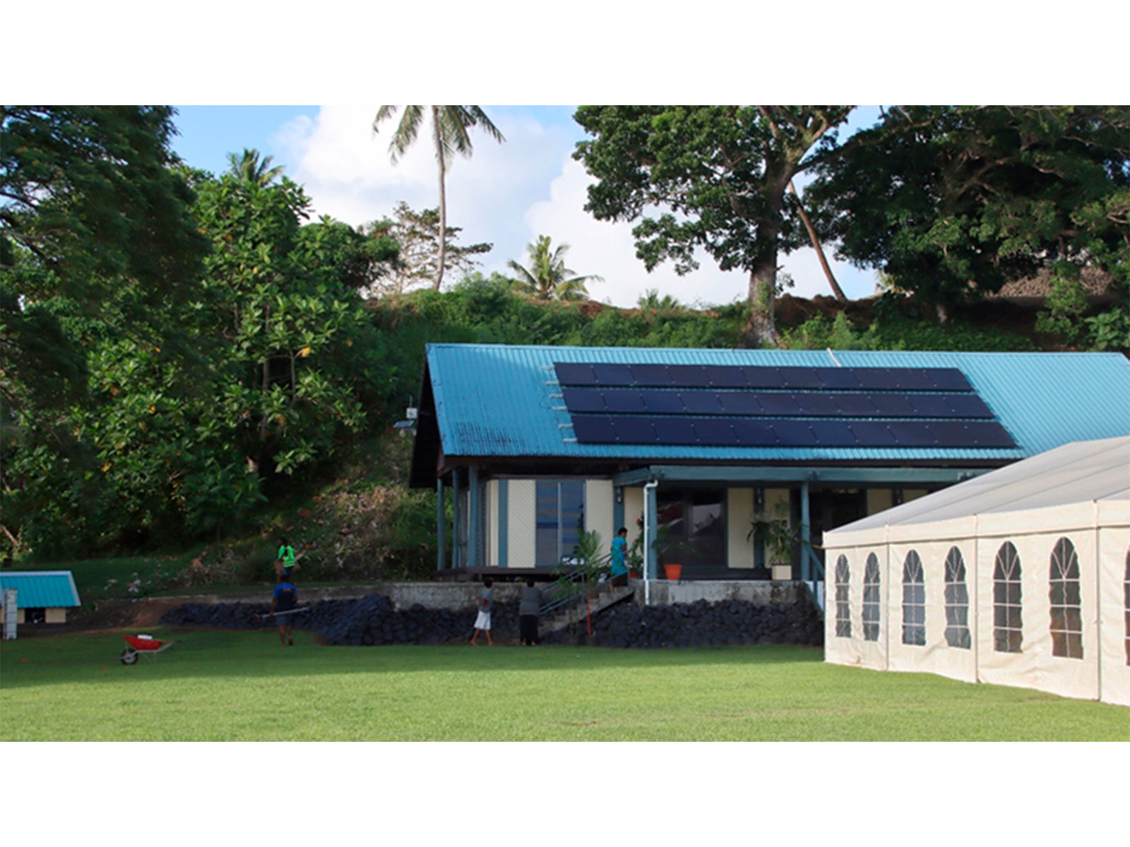 Installed solar panels in Bau Island as part of the Solarisation of the Fiji State House project funded by the India-UN Development Partnership Fund (Photo/ UNDP) Installed solar panels in Bau Island as part of the Solarisation of the Fiji State House project funded by the India-UN Development Partnership Fund (Photo/ UNDP)