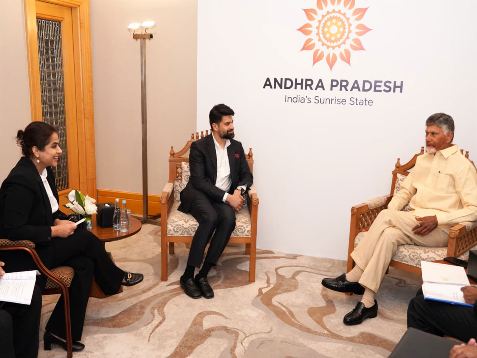 Andhra Pradesh CM N Chandrababu Naidu meets Sobha Group Chairman (Photo/Andhra Pradesh CMO) Andhra Pradesh CM N Chandrababu Naidu meets Sobha Group Chairman (Photo/Andhra Pradesh CMO)
