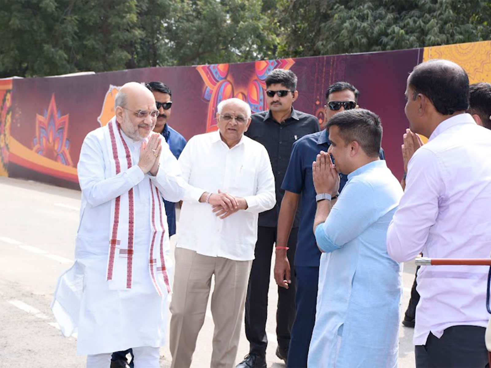 Amit Shah lays foundation stone for six-lane Shantipura–Khoraj GIDC road (Photo/ANI) Amit Shah lays foundation stone for six-lane Shantipura–Khoraj GIDC road (Photo/ANI)