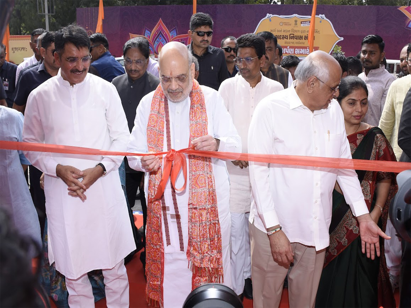 Amit Shah inaugurates newly constructed MLA residential complex in Gandhinagar. (Photo/GujaratCMO) Amit Shah inaugurates newly constructed MLA residential complex in Gandhinagar. (Photo/GujaratCMO)