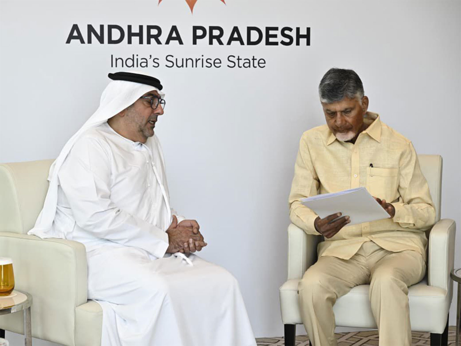 Andhra Pradesh CM Chandrababu Naidu with Apex Investments Chairman HE Khalifa Yousif Al Khouri (Photo/@ncbn) Andhra Pradesh CM Chandrababu Naidu with Apex Investments Chairman HE Khalifa Yousif Al Khouri (Photo/@ncbn)