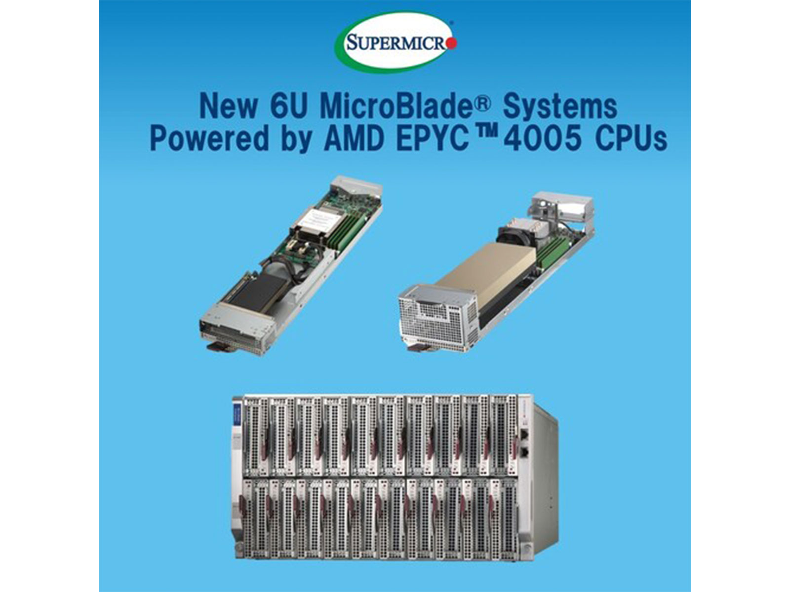 Supermicro Expands Its Portfolio of Cloud Service Provider Solutions with New 6U 20-Node MicroBlade® Powered by AMD's EPYC™ 4005 Series Processors Supermicro Expands Its Portfolio of Cloud Service Provider Solutions with New 6U 20-Node MicroBlade® Powered by AMD's EPYC™ 4005 Series Processors