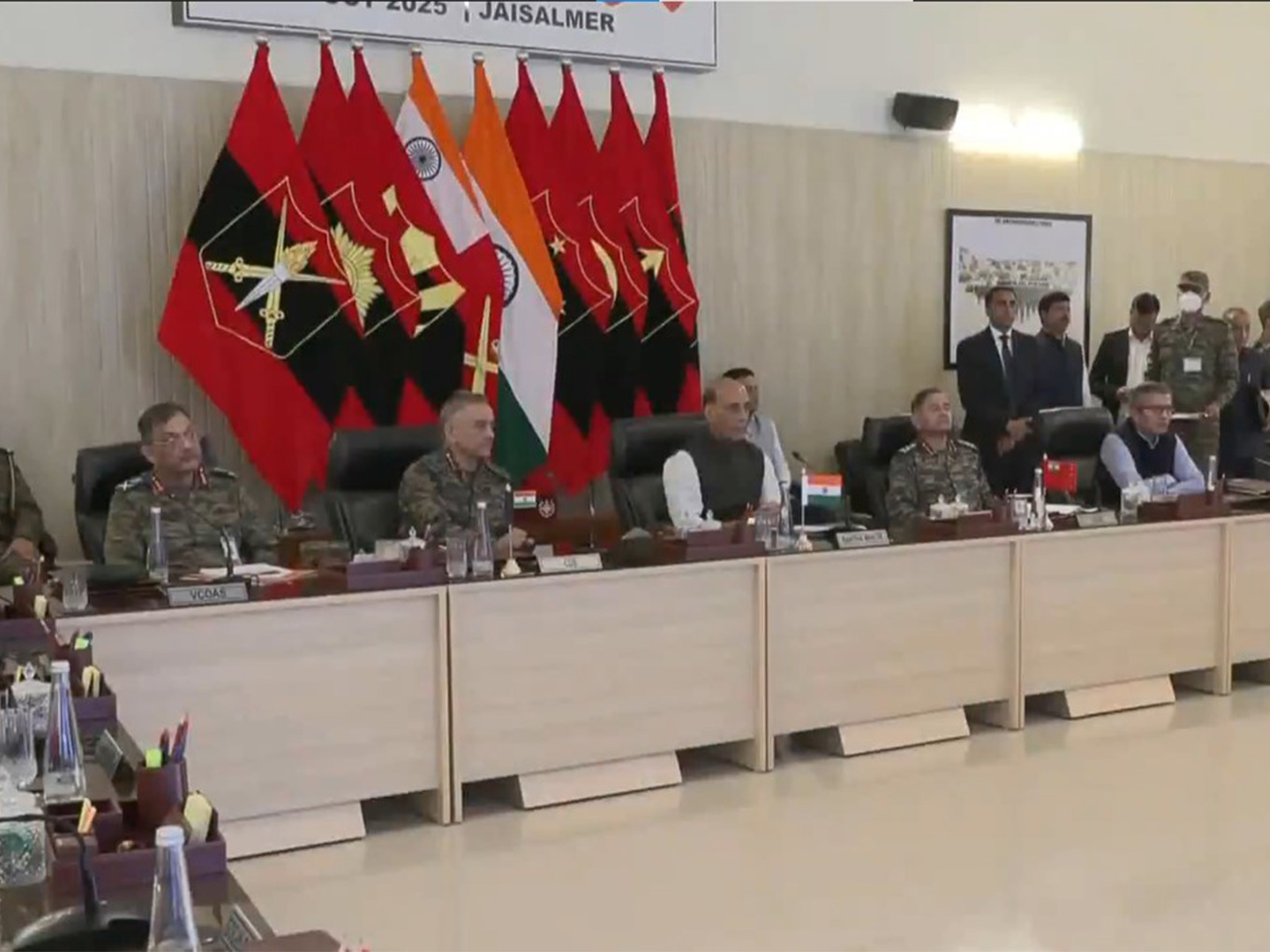 Rajnath Singh, CDS General Anil Chauhan attend Army Commanders Conference in Jaisalmer (Photo: ANI) Rajnath Singh, CDS General Anil Chauhan attend Army Commanders Conference in Jaisalmer (Photo: ANI)