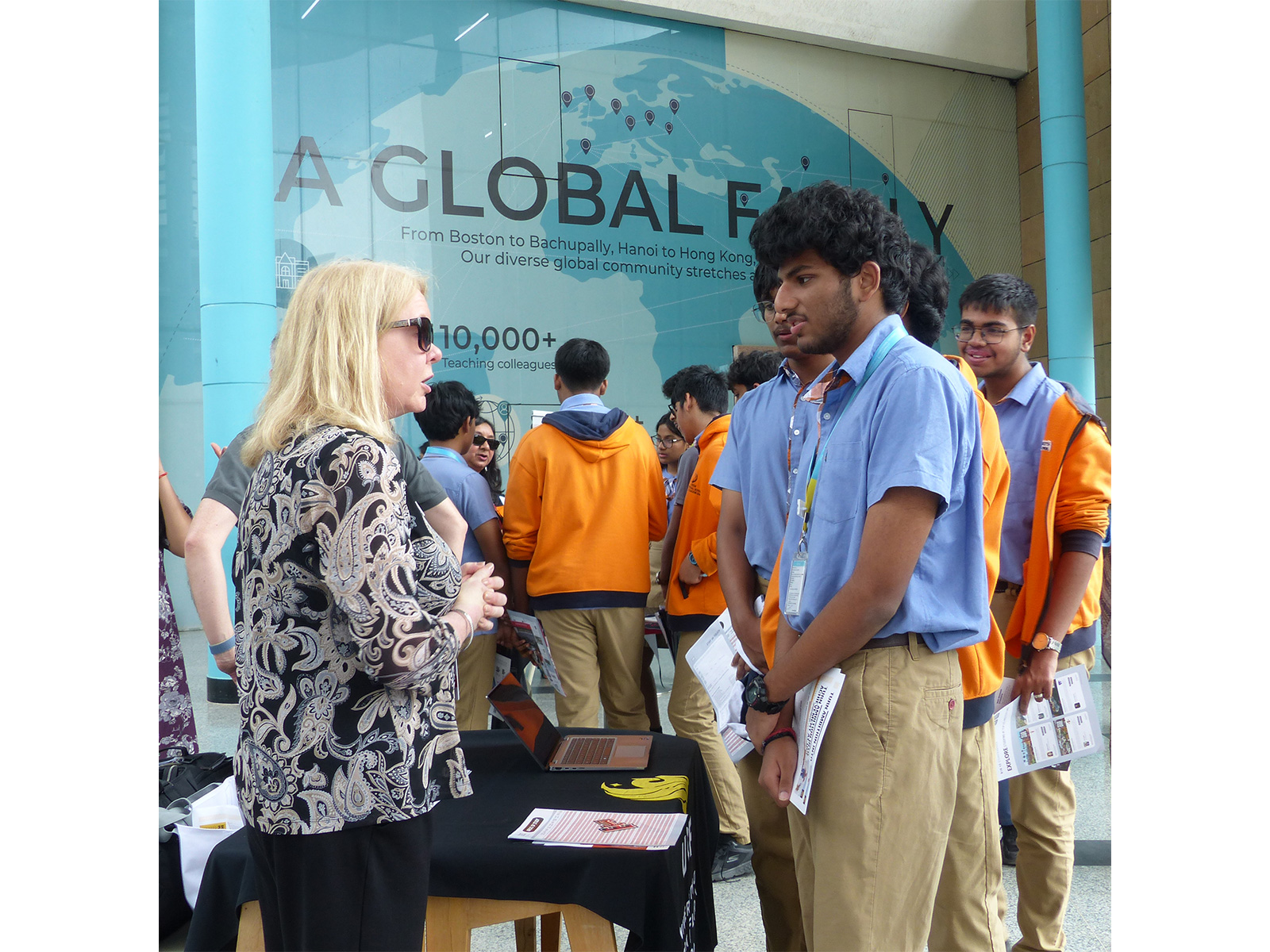 Foreign university reps engage with students at Oakridge Bachupally, sharing insights as part of the University Fair hosted on campus Foreign university reps engage with students at Oakridge Bachupally, sharing insights as part of the University Fair hosted on campus