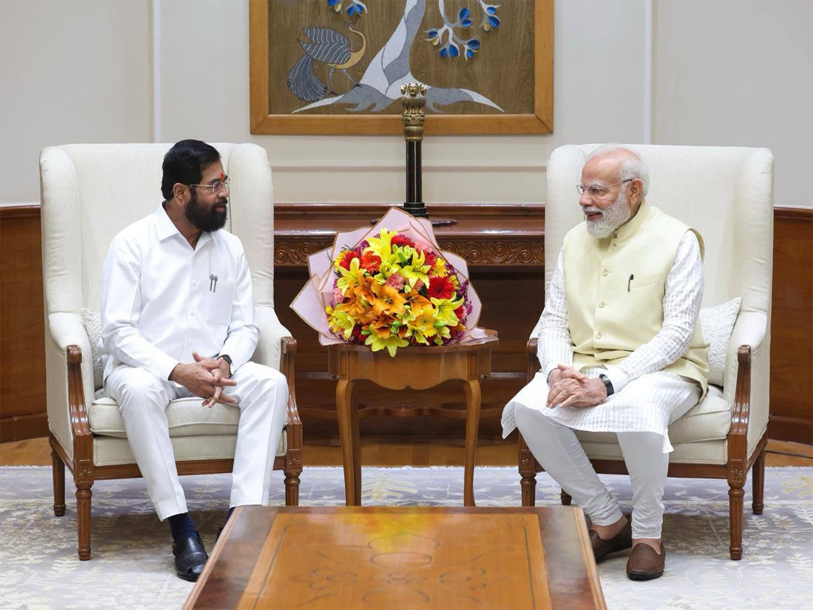 Maharashtra DyCM Eknath Shinde meets PM Modi (Photo: @mieknathshinde/X) Maharashtra DyCM Eknath Shinde meets PM Modi (Photo: @mieknathshinde/X)
