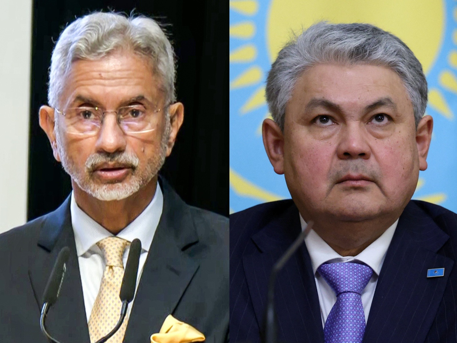 External Affairs Minister S Jaishankar and Kazakhstan FM Yermek Kosherbayev (Photo: ANI/Reuters) External Affairs Minister S Jaishankar and Kazakhstan FM Yermek Kosherbayev (Photo: ANI/Reuters)