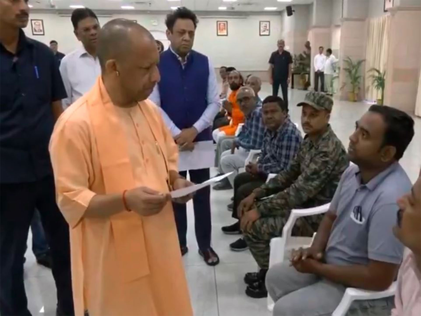 Uttar Pradesh CM Yogi Adityanath during Janta Darshan (Photo: ANI)