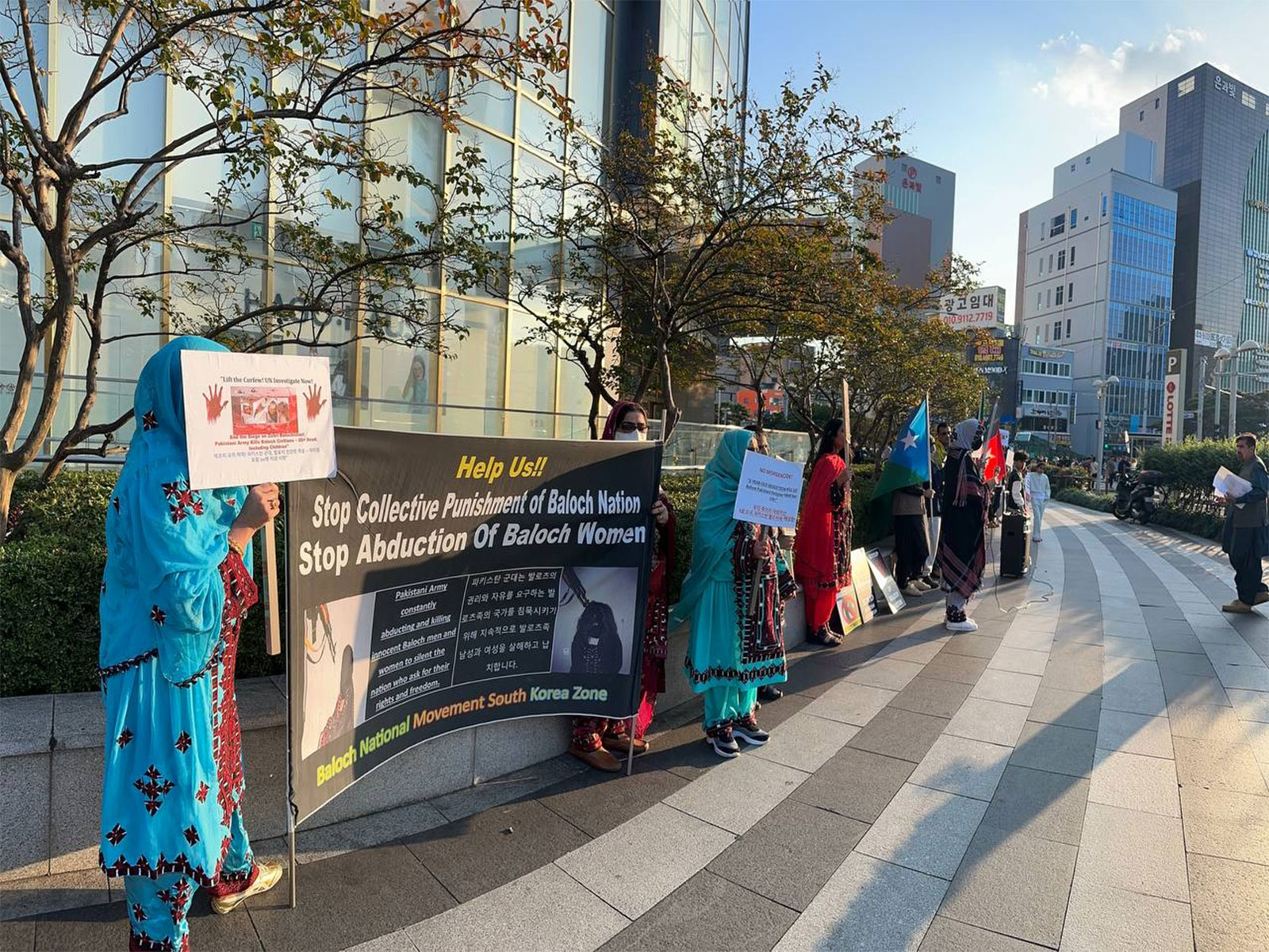 BNM members protest in Busan against Pakistan’s military offensive in Zehri, Balochistan. (Image: X/@BNMFootages) BNM members protest in Busan against Pakistan’s military offensive in Zehri, Balochistan. (Image: X/@BNMFootages)
