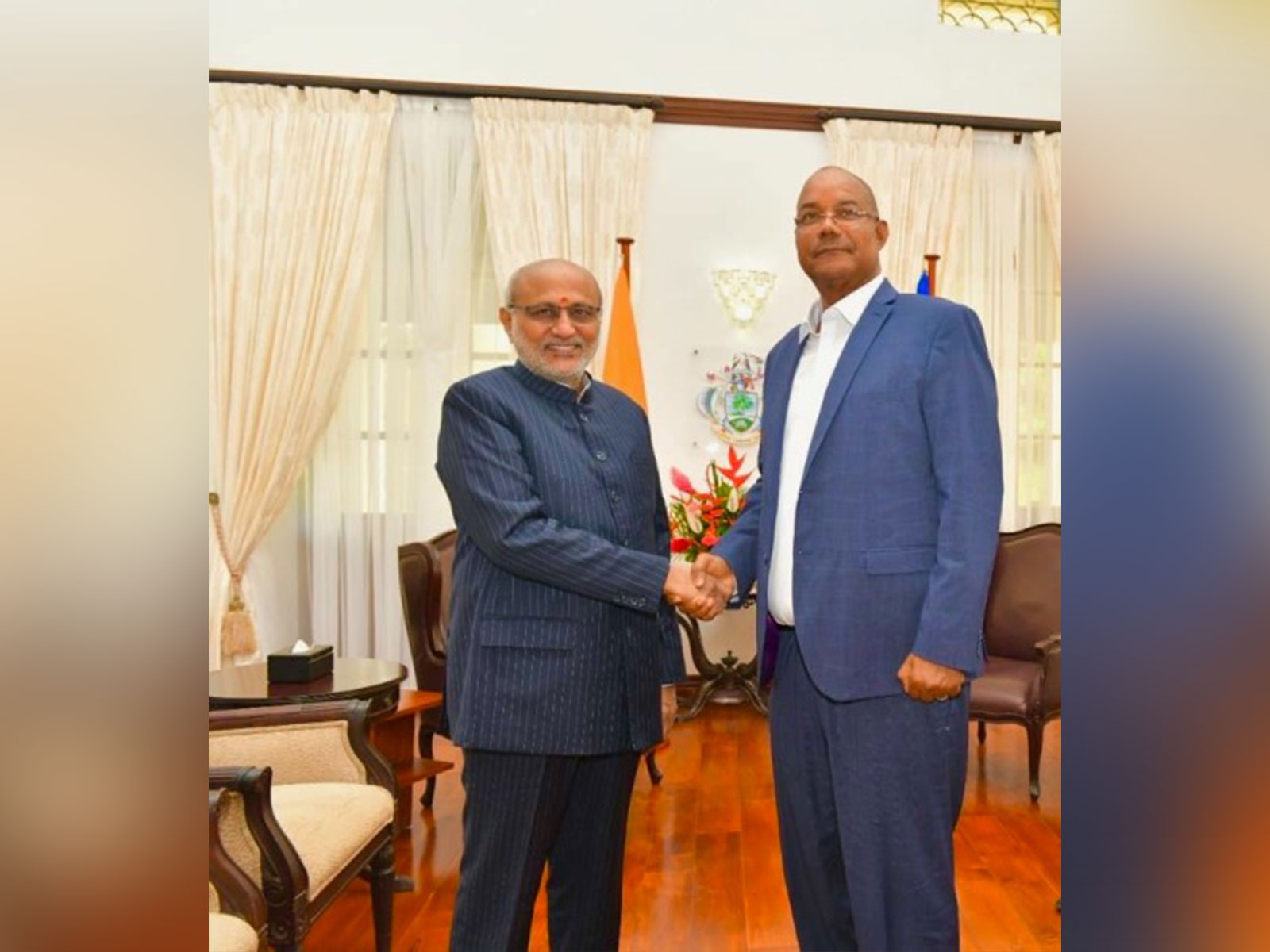 Vice-President C P Radhakrishnan meets Seychelles President Patrick Herminie at the State House in Victoria. (Image: X/@MEAIndia) Vice-President C P Radhakrishnan meets Seychelles President Patrick Herminie at the State House in Victoria. (Image: X/@MEAIndia)
