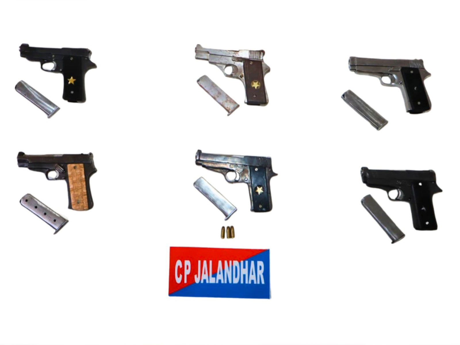 Punjab police recover eight pistols from aids of Jaggu Bhagwanpuria gang (Photo: @DGPPunjabPolice/X) Punjab police recover eight pistols from aids of Jaggu Bhagwanpuria gang (Photo: @DGPPunjabPolice/X)