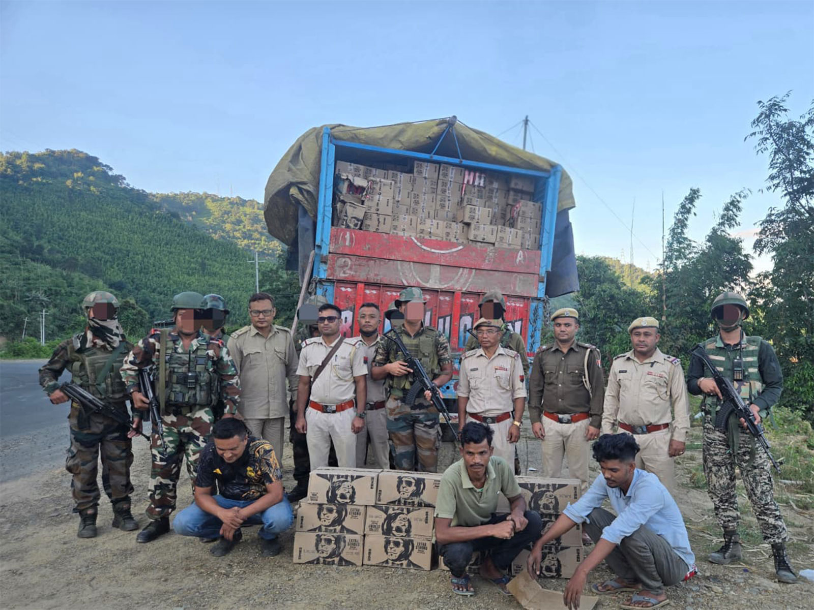 Assam Rifles seizes illegal liquor worth ₹1.12 crores in Manipur's Tamenglong (Photo/ANI) Assam Rifles seizes illegal liquor worth ₹1.12 crores in Manipur's Tamenglong (Photo/ANI)