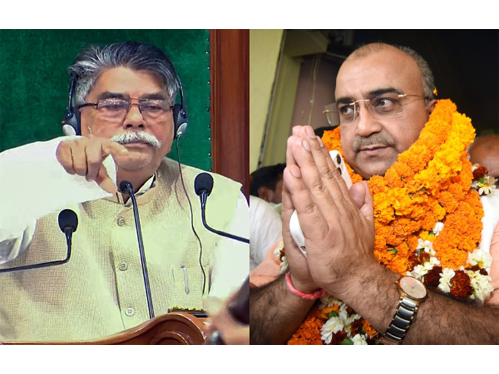 RJD's Awadh Bihari Choudhary and BJP's Mangal Pandey (Photo: ANI) RJD's Awadh Bihari Choudhary and BJP's Mangal Pandey (Photo: ANI)