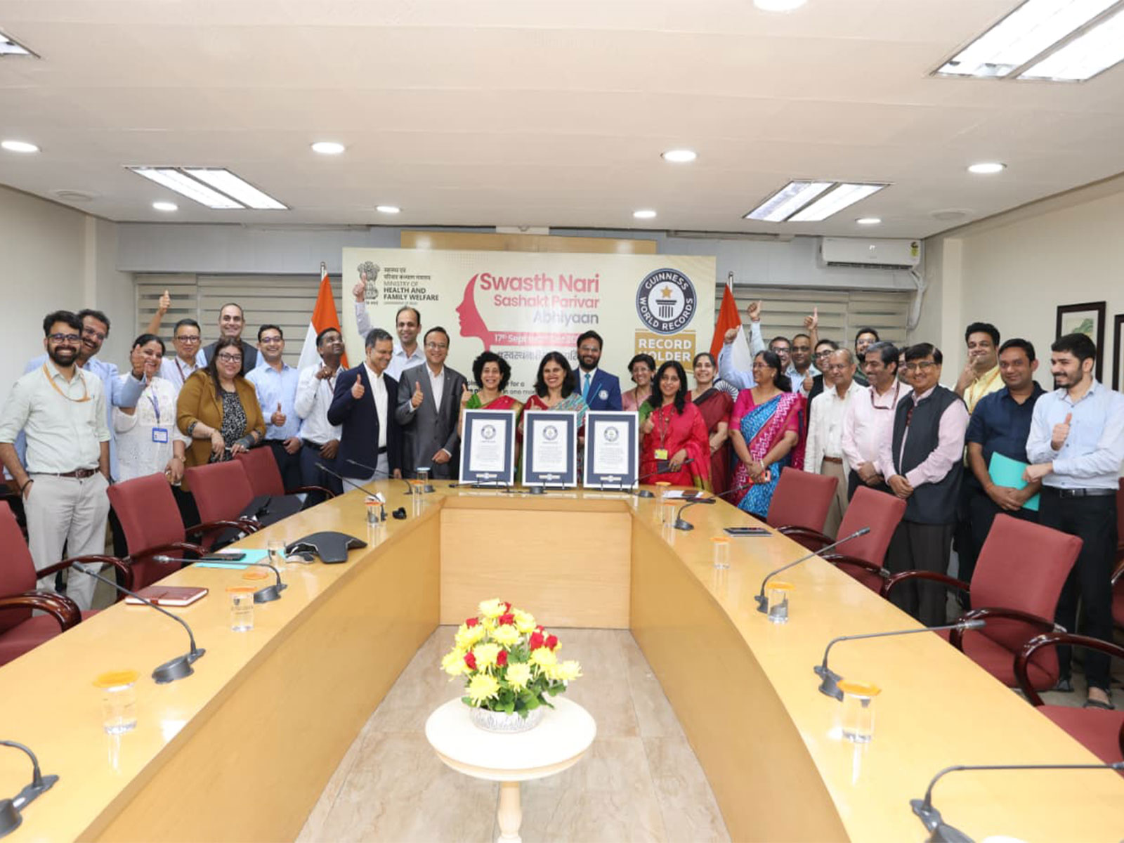 India sets three Guinness World Records titles under “Swasth Nari, Sashakt Parivar” abhiyaan. (Photo/PIB) India sets three Guinness World Records titles under “Swasth Nari, Sashakt Parivar” abhiyaan. (Photo/PIB)