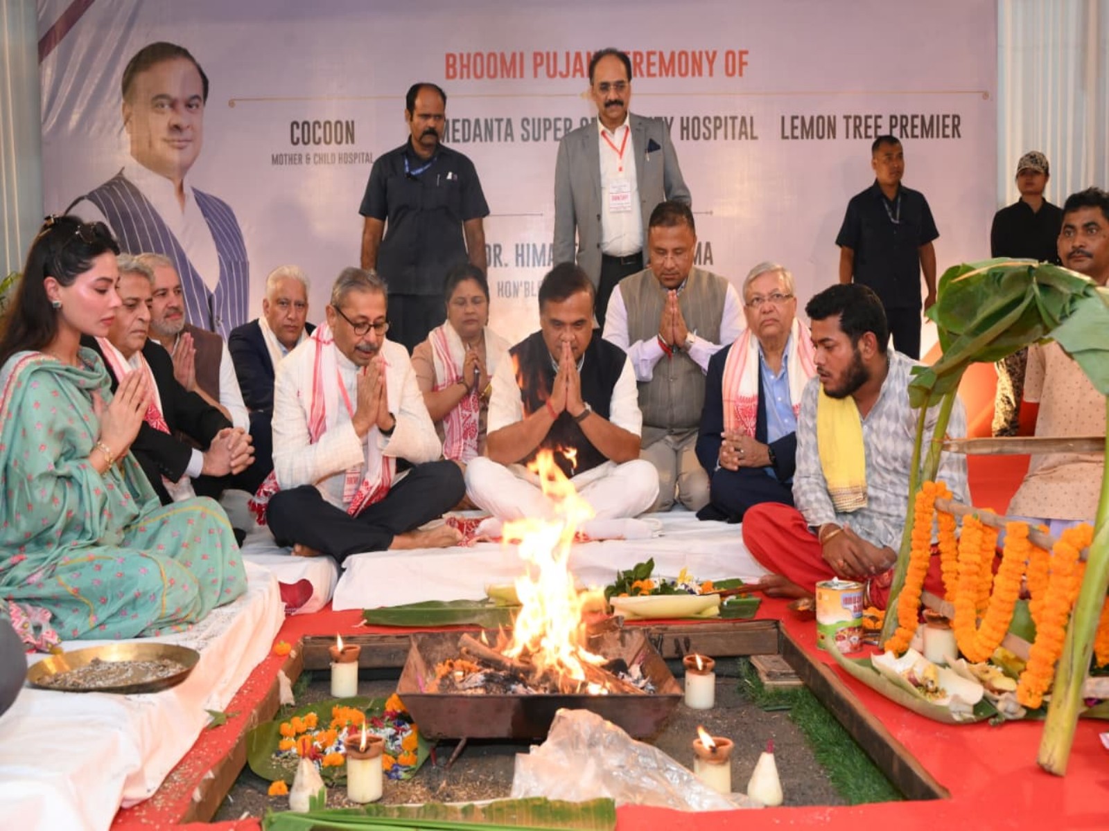Assam CM Himanta Biswa Sarma performs bhumi pujan for three projects. (Photo/ANI)