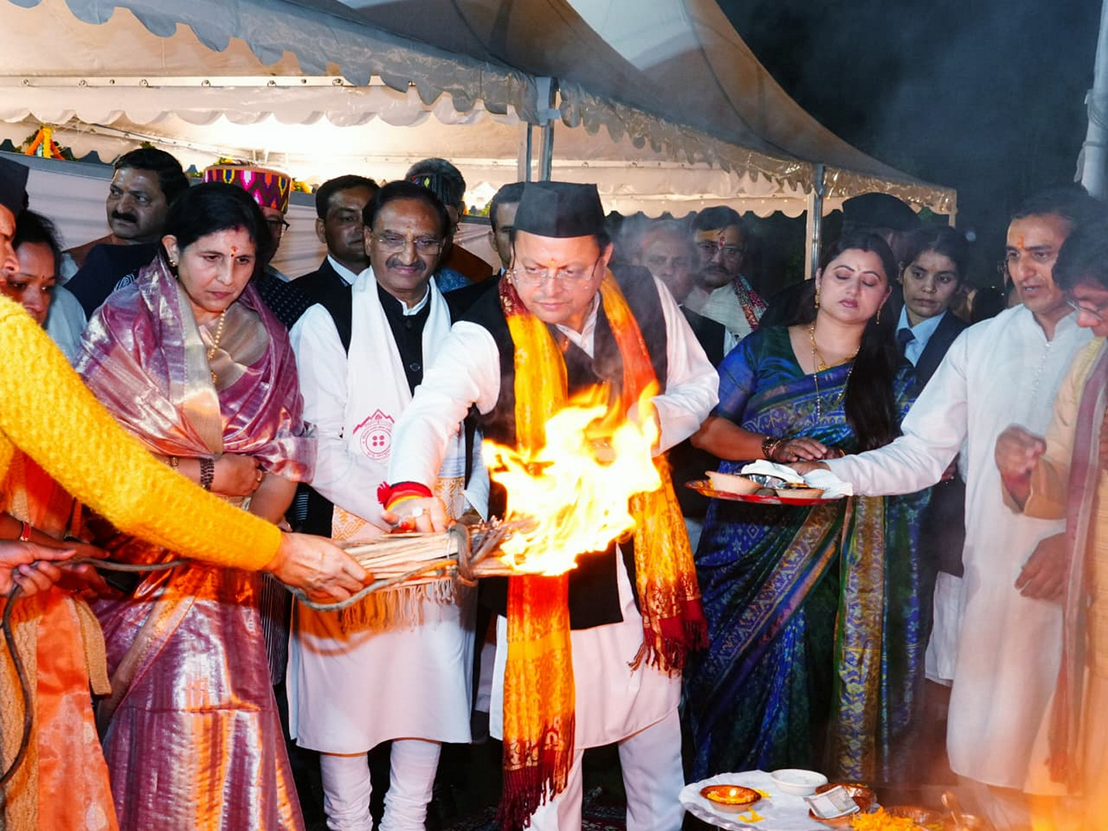 CM Pushkar Singh Dhami celebrates Budhi Diwali at his residence (Photo/ANI) CM Pushkar Singh Dhami celebrates Budhi Diwali at his residence (Photo/ANI)