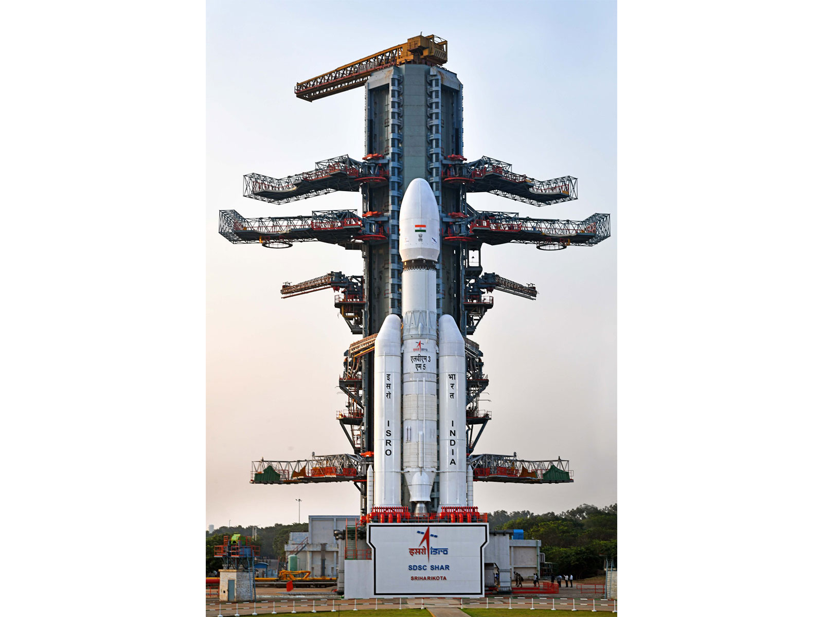 the LMV3 launch vehicle at Sriharikota (Photo/X @ISRO)