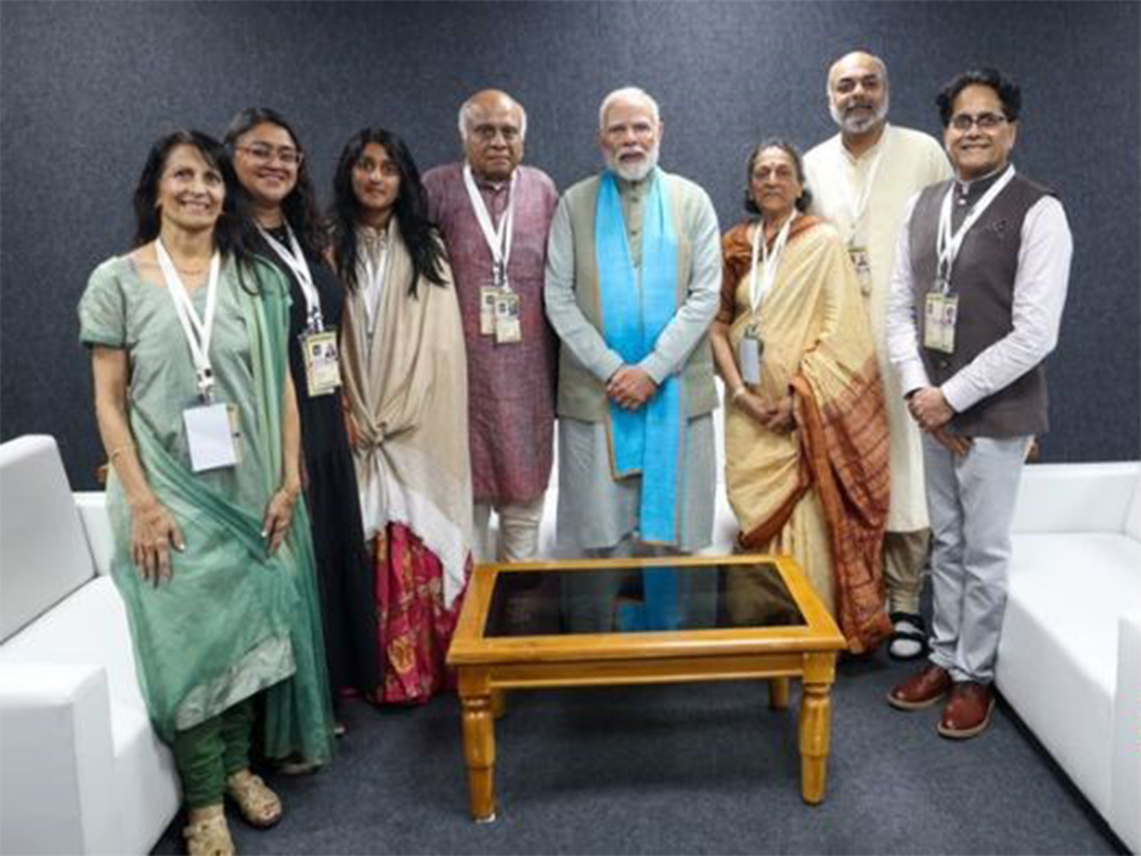 PM Modi with family members of Sardar Vallabhbhai Patel. (Photo/ANI) PM Modi with family members of Sardar Vallabhbhai Patel. (Photo/ANI)