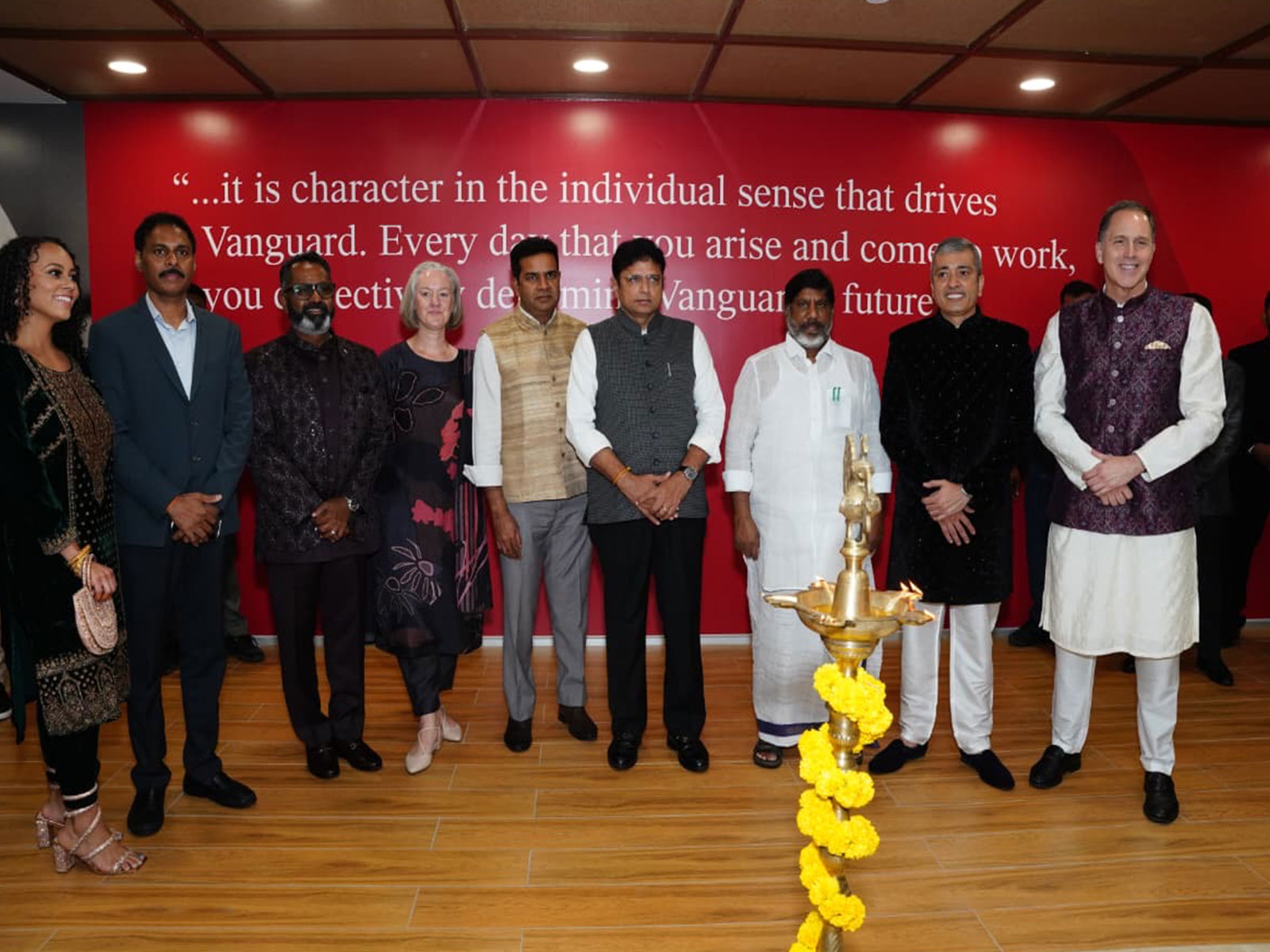 Telangana IT and Industries Minister D Sridhar Babu (middle) at Vanguard centre's inauguration (Photo/Telangana PRO) Telangana IT and Industries Minister D Sridhar Babu (middle) at Vanguard centre's inauguration (Photo/Telangana PRO)