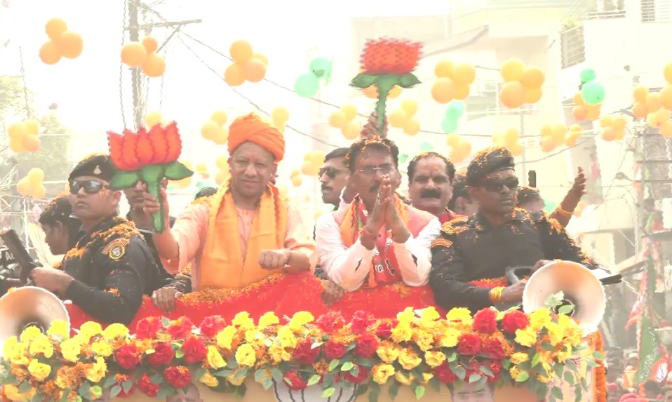 UP CM Yogi Adityanath holds roadshow in Darbhanga (Photo: ANI) UP CM Yogi Adityanath holds roadshow in Darbhanga (Photo: ANI)