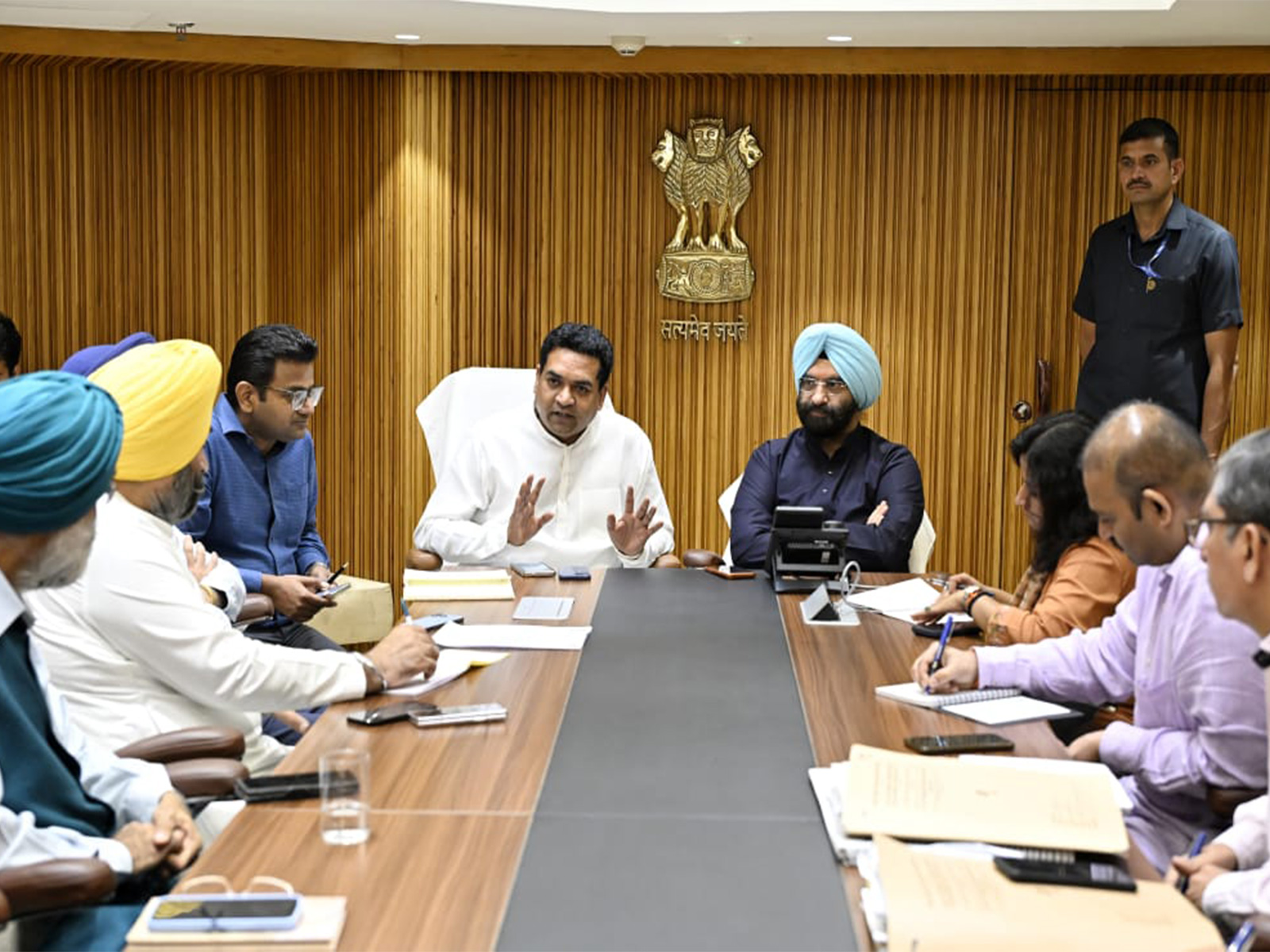 Kapil Mishra, Manjinder Singh Sirsa review Guru Tegh Bahadur Ji’s 350th celebration plans. (Photo/Office of the Minister for Art, Culture & Language and Tourism) Kapil Mishra, Manjinder Singh Sirsa review Guru Tegh Bahadur Ji’s 350th celebration plans. (Photo/Office of the Minister for Art, Culture & Language and Tourism)