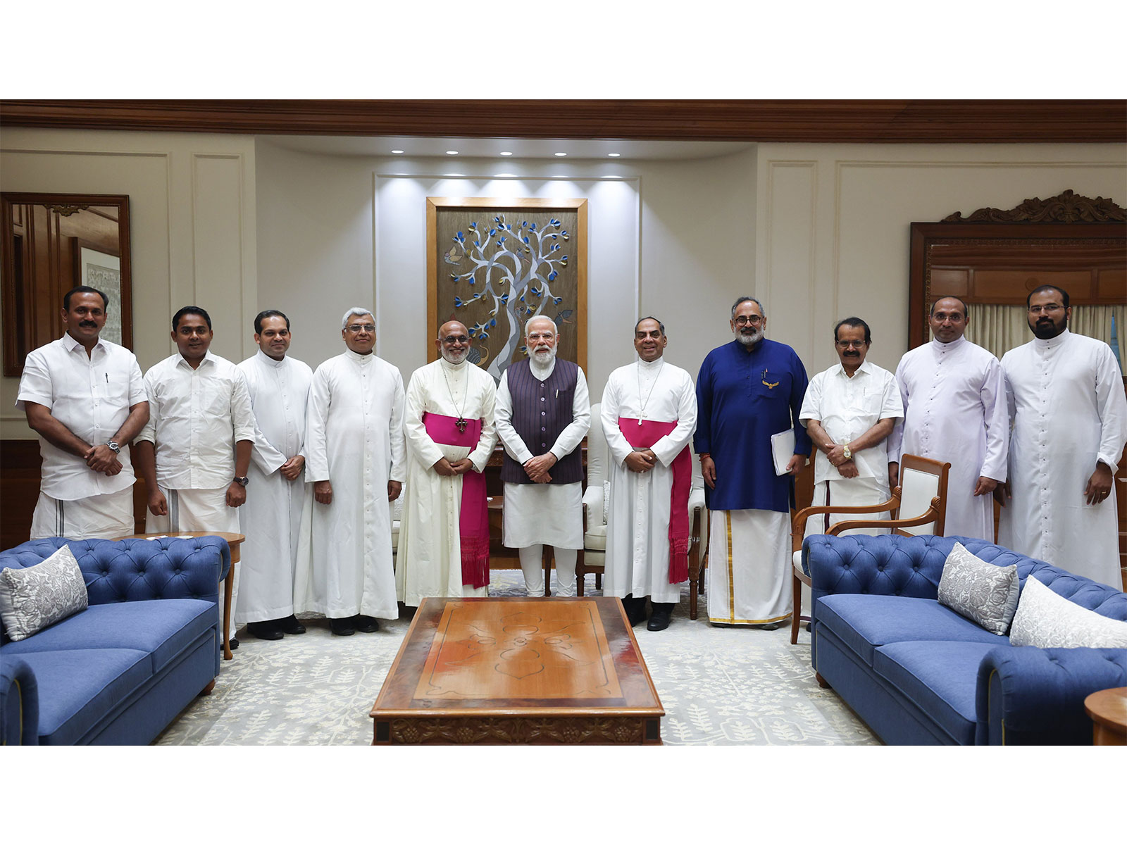 PM Modi meets head of Syro-Malabar church Major Archbishop Mar Raphael Thattil (Photo/@narendramodi on X)