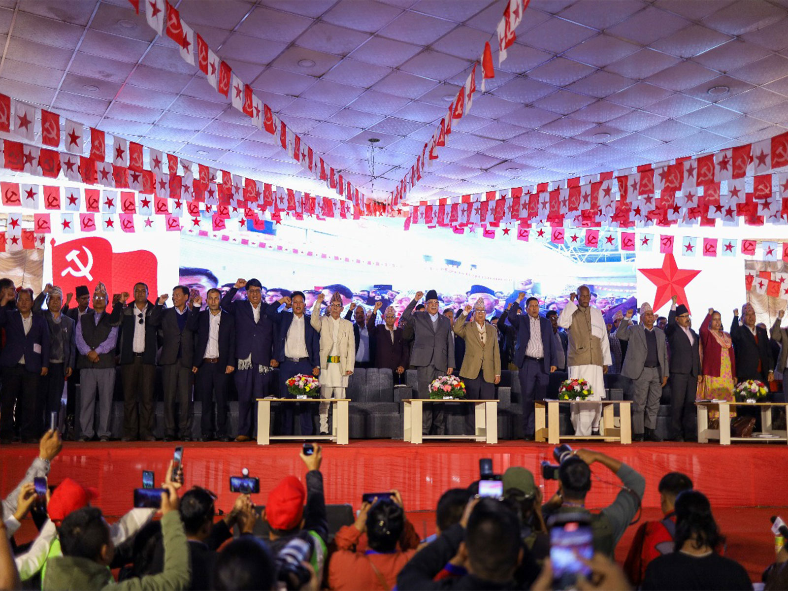 Ten leftist parties has merged in Nepal to form Nepali Communist Party (Photo/ ANI) Ten leftist parties has merged in Nepal to form Nepali Communist Party (Photo/ ANI)