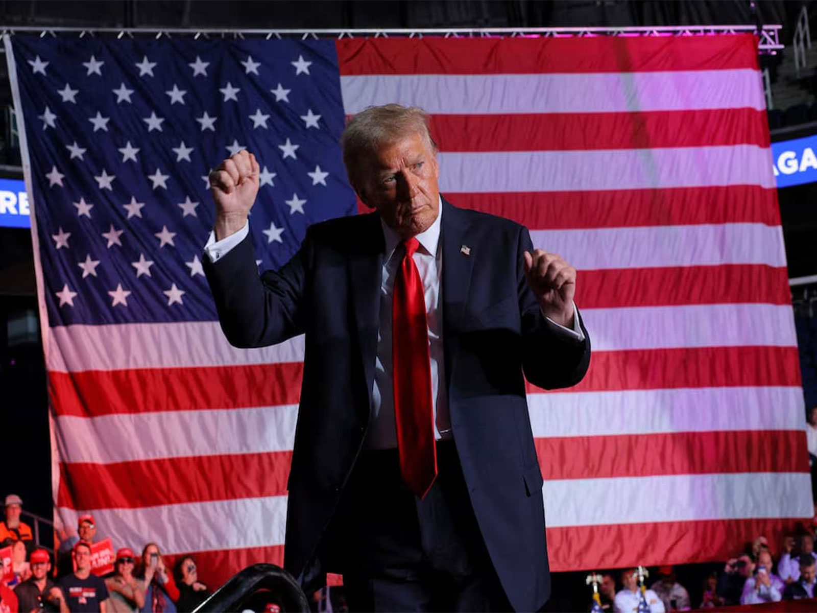 US President Donald Trump breaks into his signature “YMCA” dance (Photo/Reuters) US President Donald Trump breaks into his signature “YMCA” dance (Photo/Reuters)