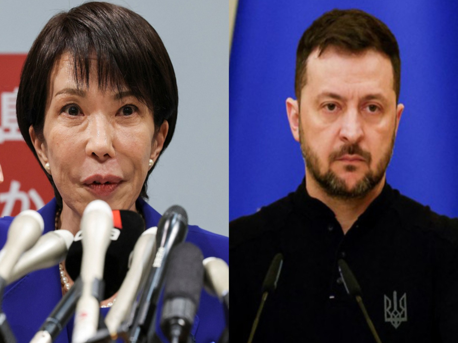Japanese Prime Minister Sanae Takaichi (left) and Ukrainian President Volodymyr Zelenskyy (File Photo/Reuters) Japanese Prime Minister Sanae Takaichi (left) and Ukrainian President Volodymyr Zelenskyy (File Photo/Reuters)