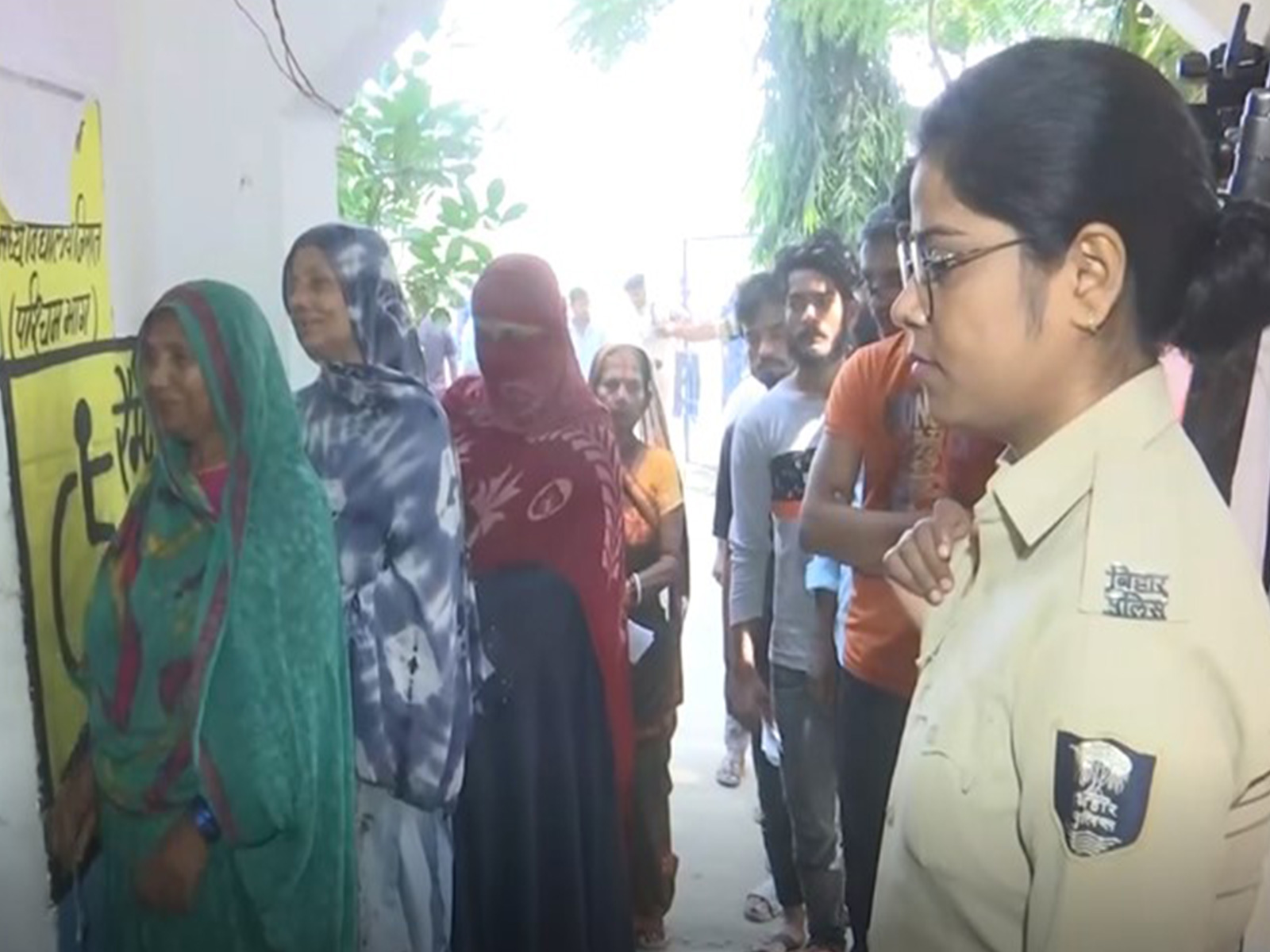Women electors waiting in line to cast their vote in Bihar's Darbhanga (Photo/ANI)