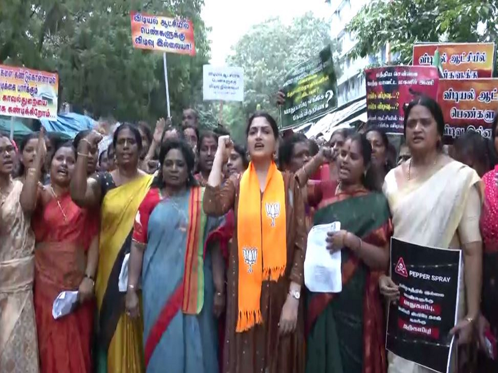 BJP Women’s Wing protest against the Tamil Nadu government over alleged sexual assault in Coimbatore (Photo/ANI)