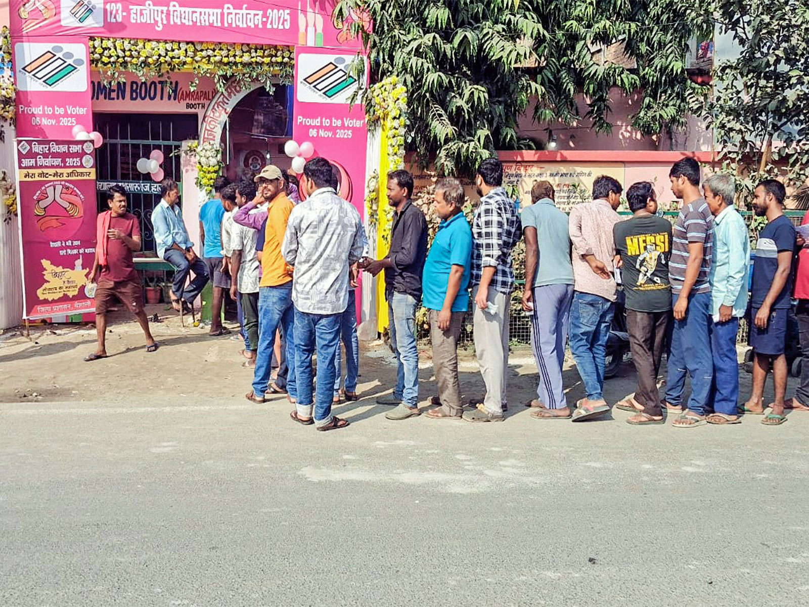 Voters in queue to cast their vote in Hajipur assembly constituency (Photo/ANI) Voters in queue to cast their vote in Hajipur assembly constituency (Photo/ANI)