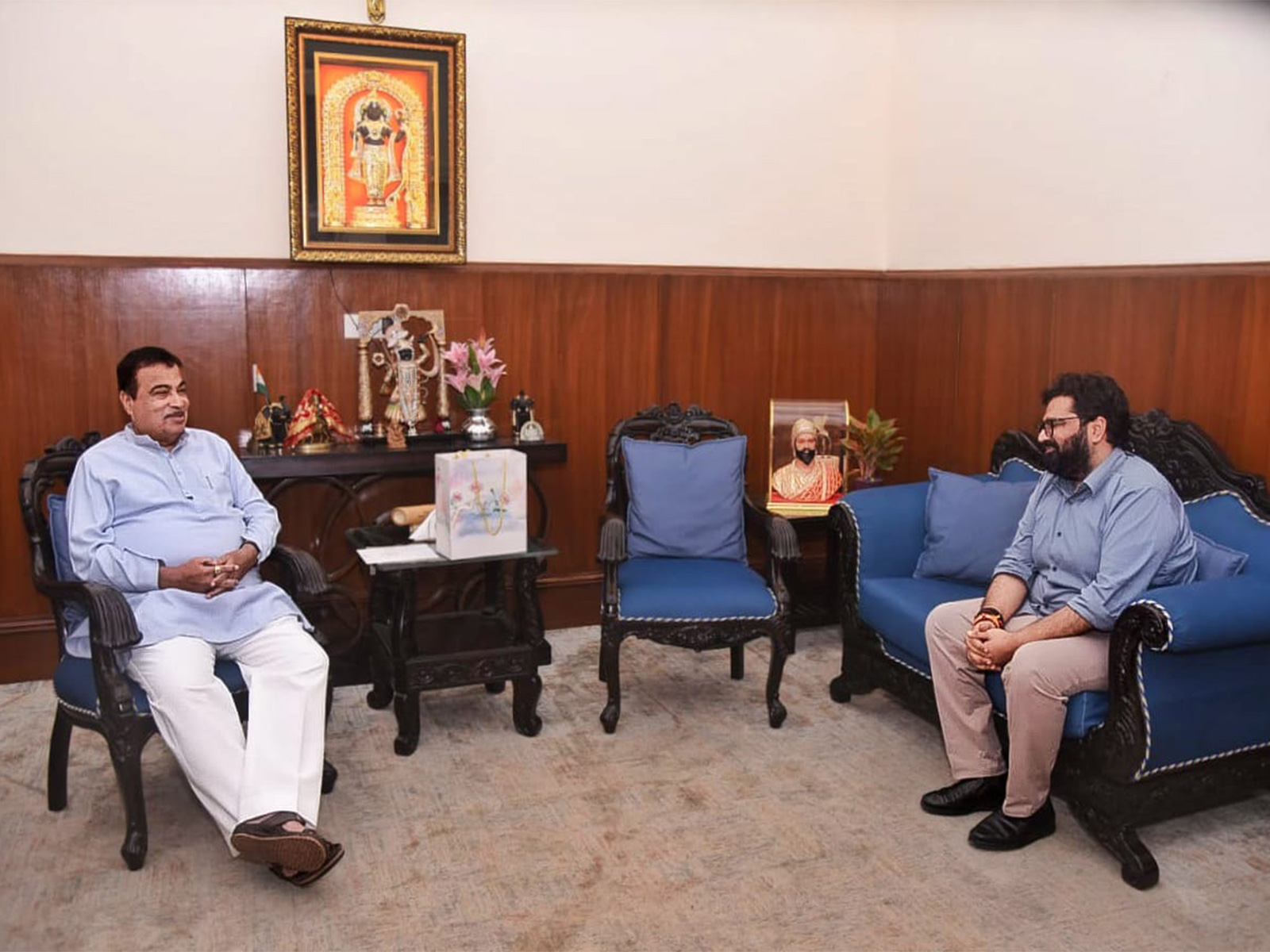 RS MP Kartikeya Sharma meets Union Minister Nitin Gadkari (Photo/ANI) RS MP Kartikeya Sharma meets Union Minister Nitin Gadkari (Photo/ANI)