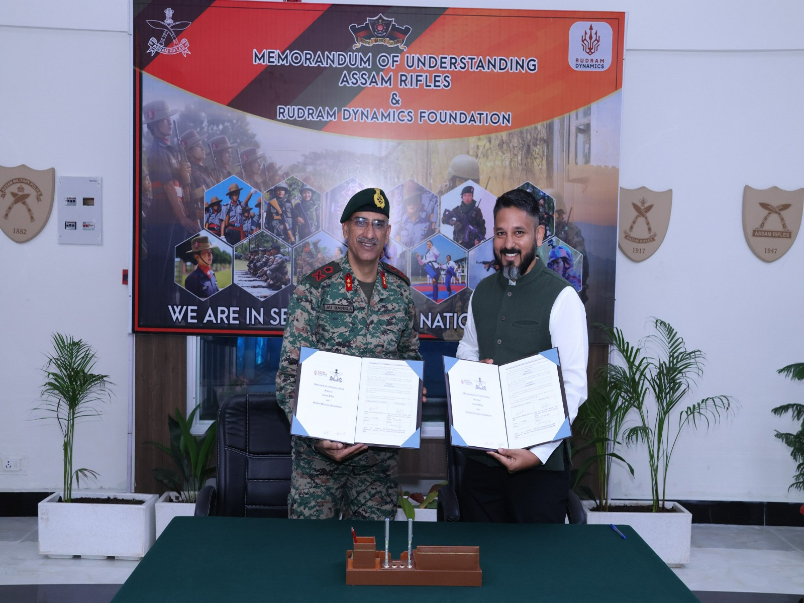 Assam Rifles and Rudram Dynamics Foundation sign MoU to enhance collaboration in research, innovation and training (Photo/ANI) Assam Rifles and Rudram Dynamics Foundation sign MoU to enhance collaboration in research, innovation and training (Photo/ANI)