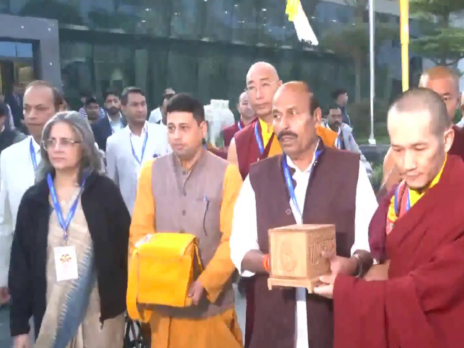 Virendra Kumar led-delegation carries Lord Buddha's sacred relics to Bhutan (Photo: ANI) Virendra Kumar led-delegation carries Lord Buddha's sacred relics to Bhutan (Photo: ANI)