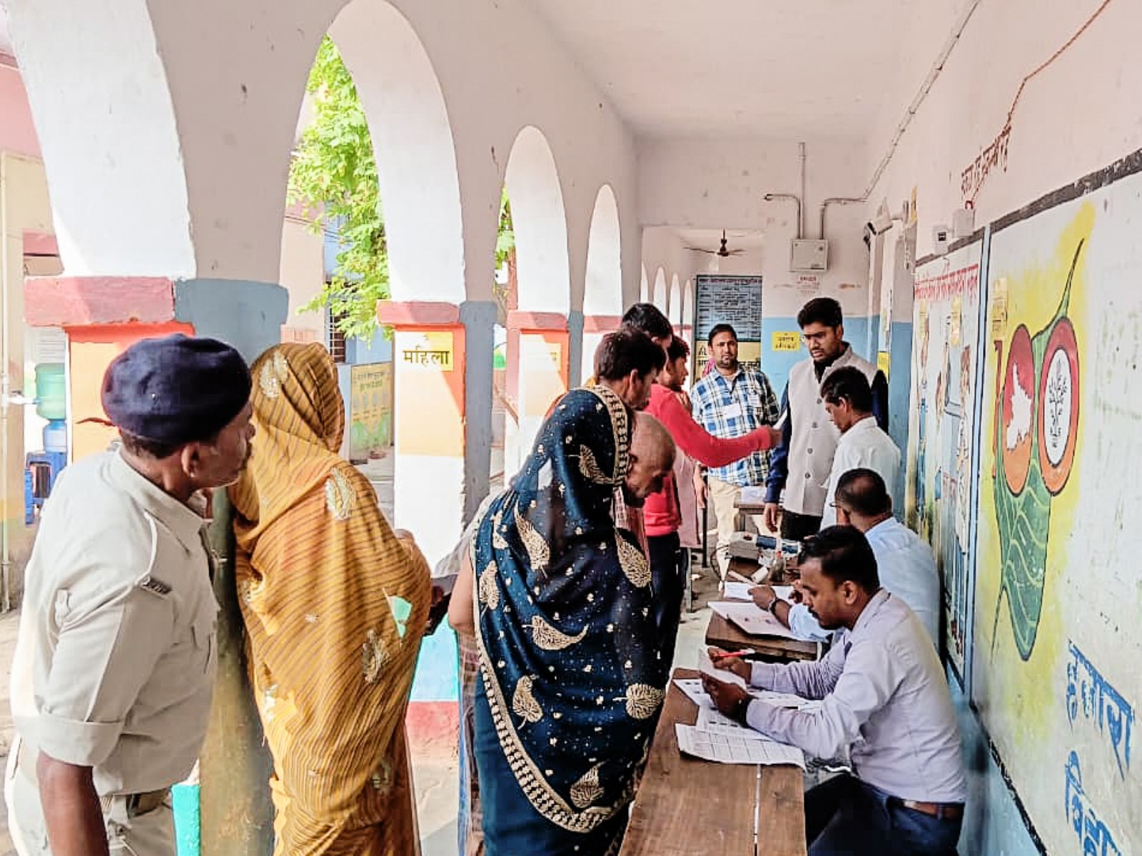 Visuals from a polling booth in Bihar (Photo: ANI)