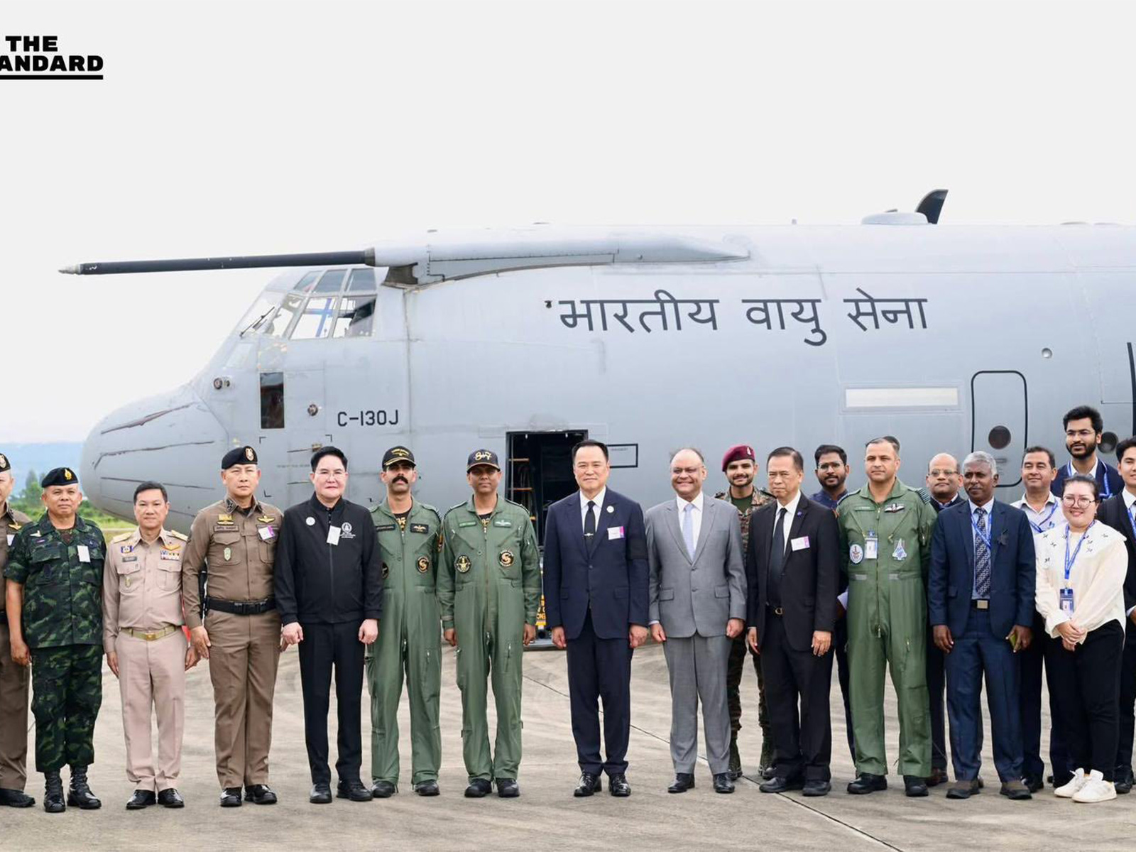 Thai PM Anutin Charnvirakul along with the members of Indian Air Force on repatriation of Indians (Photo/ X@IndiainThailand)