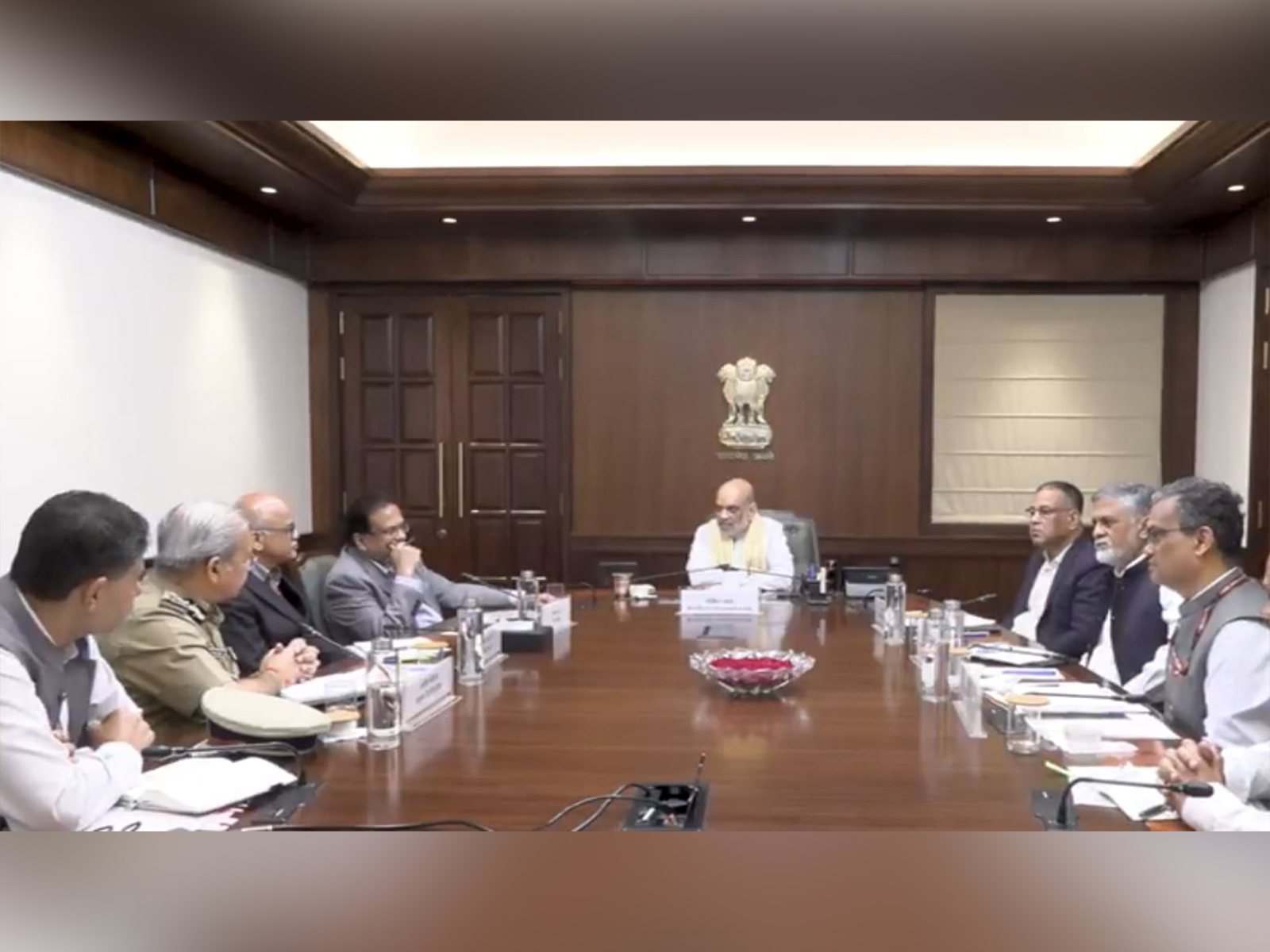 Union Home Minister Amit Shah holds security review meet (Photo/ANI) Union Home Minister Amit Shah holds security review meet (Photo/ANI)