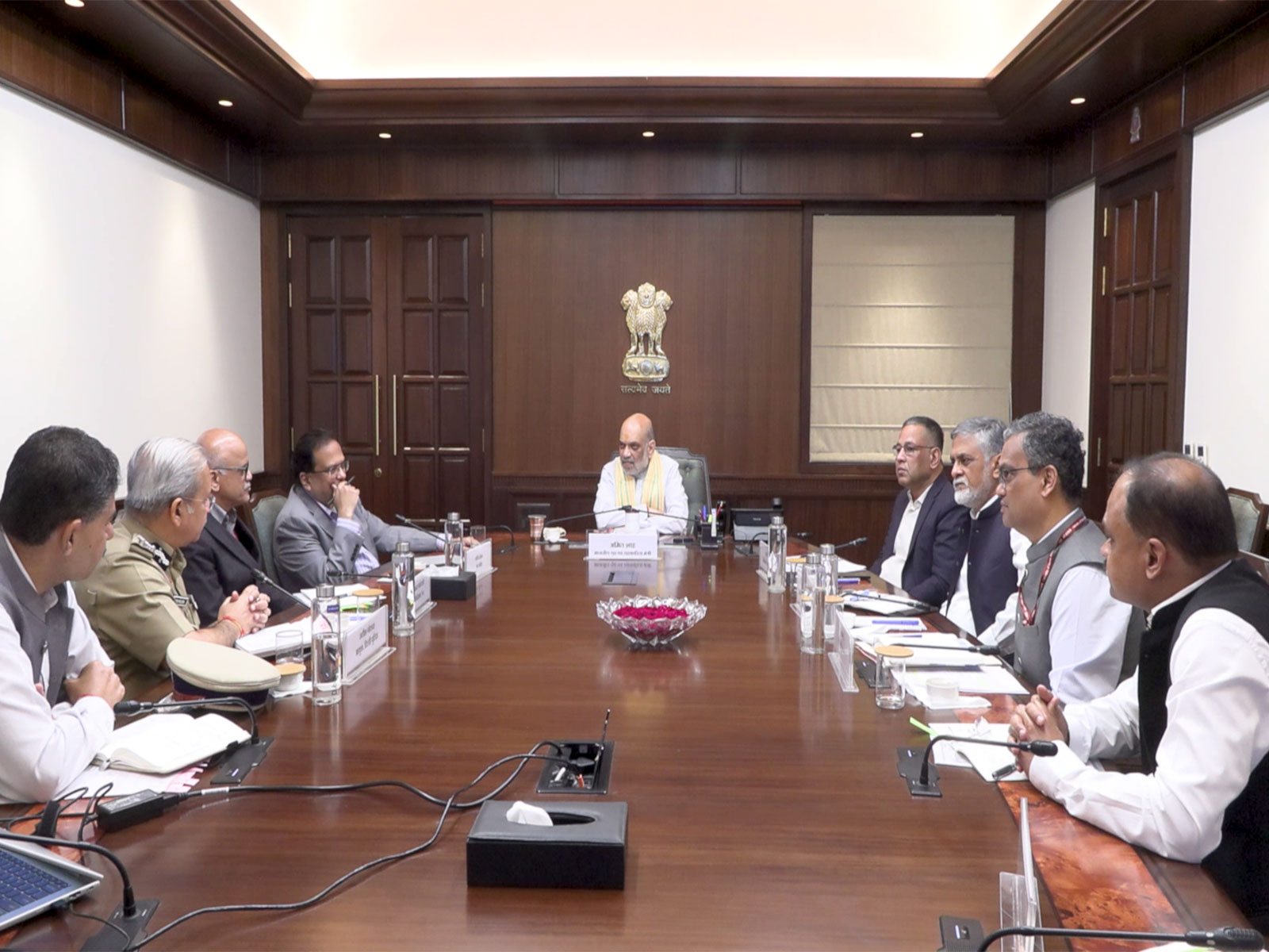 Union Home Minister Amit Shah holds security review meet (Photo/ANI)