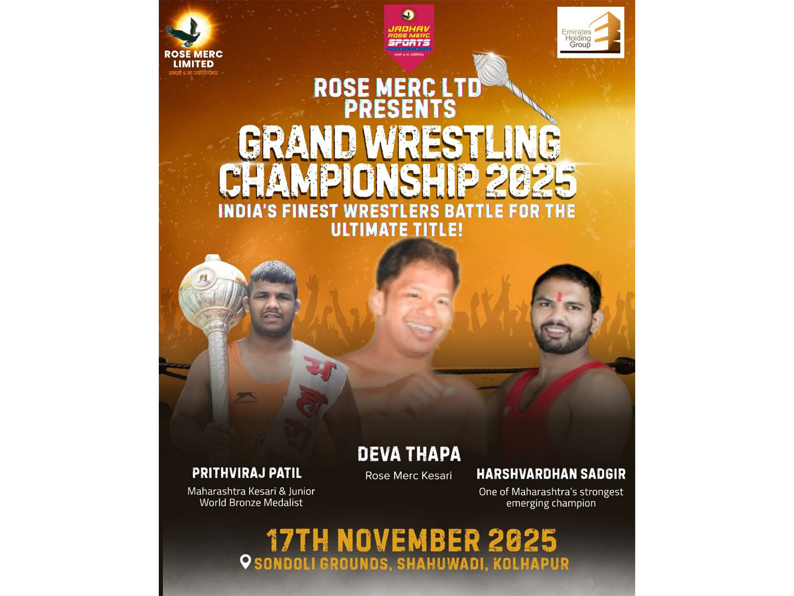 Rose Merc Limited Presents a Grand Wrestling Championship Featuring Two Maharashtra Kesari Champions Deva Thapa to be the Special Highlight as “Rose Merc Kesari”